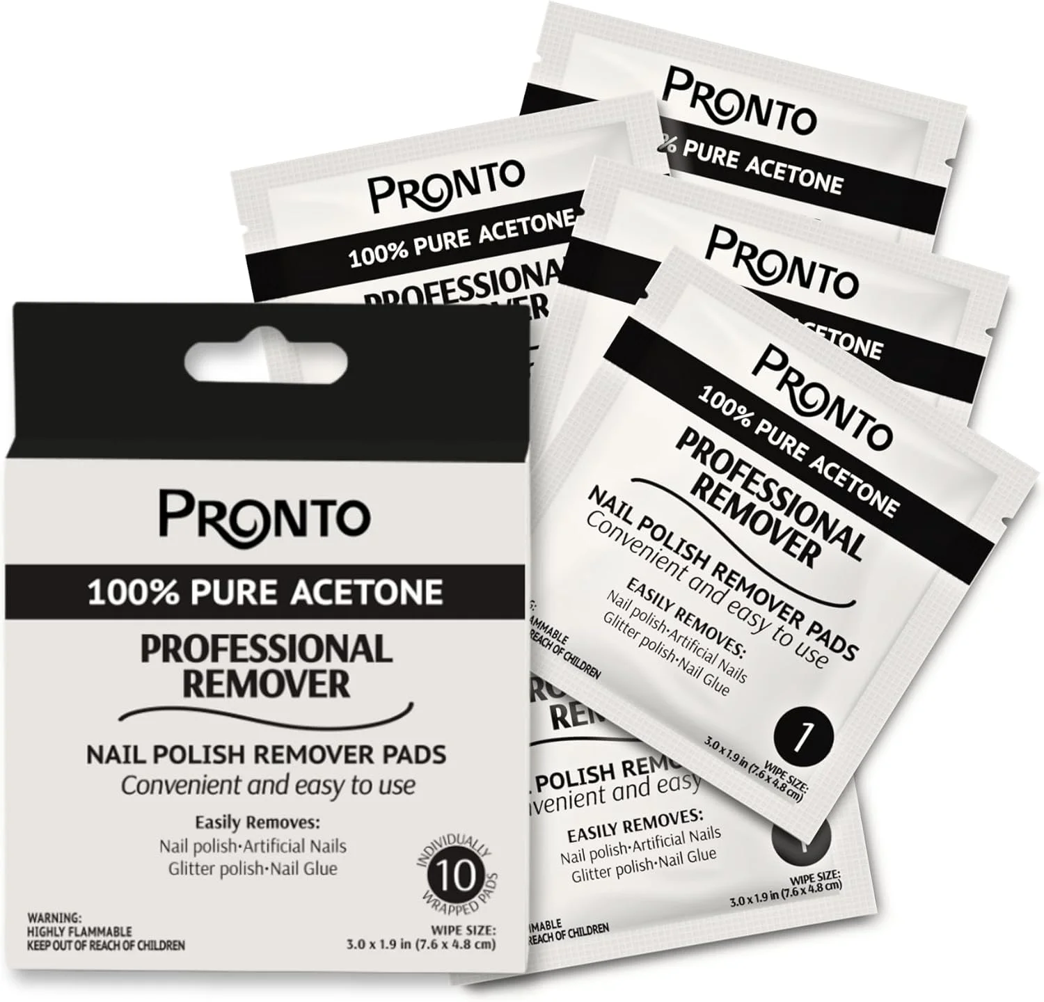 پدهای پاک کننده لاک ناخن استون Pronto، بسته 10 عددی. دستمال مرطوب استون با بسته بندی جداگانه، پاک کننده استون خالص برای سالن و خانه - پدهای خیس کننده سریع لاک ناخن پدهای پاک کننده لاک ناخن استون Pronto، بسته 10 عددی. دستمال مرطوب استون با بسته بندی جداگانه، پاک کننده استون خالص برای سالن و خانه - پدهای خیس کننده سریع لاک ناخن