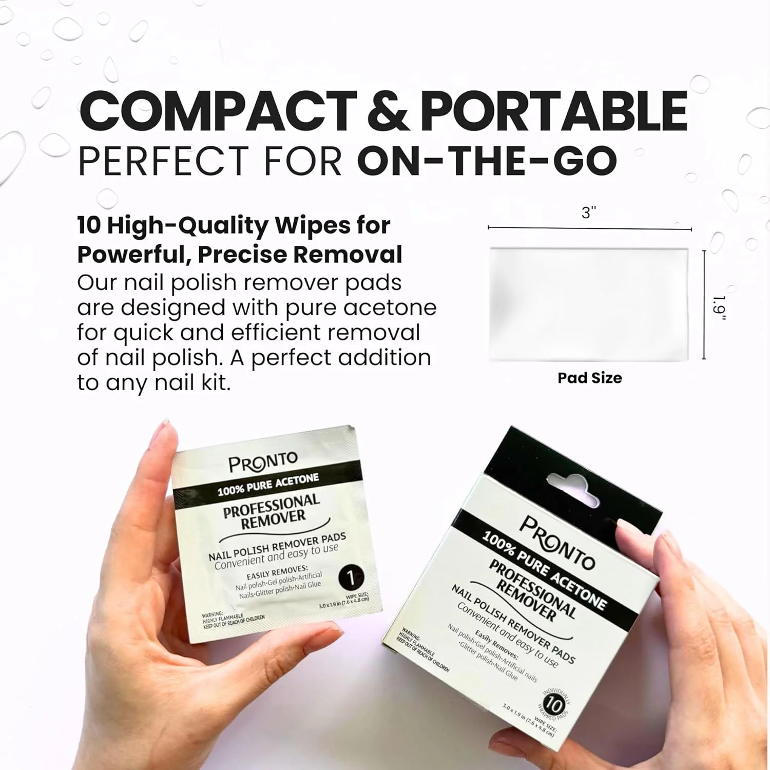 پدهای پاک کننده لاک ناخن استون Pronto، بسته 10 عددی. دستمال مرطوب استون با بسته بندی جداگانه، پاک کننده استون خالص برای سالن و خانه - پدهای خیس کننده سریع لاک ناخن پدهای پاک کننده لاک ناخن استون Pronto، بسته 10 عددی. دستمال مرطوب استون با بسته بندی جداگانه، پاک کننده استون خالص برای سالن و خانه - پدهای خیس کننده سریع لاک ناخن