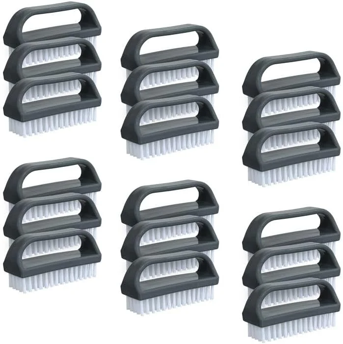 برس ناخن سفت Superio برای تمیز کردن ناخن ها، برس اسکراب کوچک با دسته، برس های تمیز کننده برای دست ها، انگشتان پا و ناخن (مشکی، بسته 18 عددی)