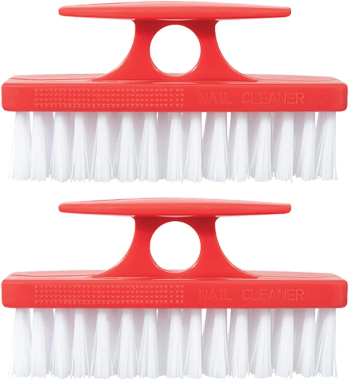 ست برس ناخن Superio (دو عددی) با دسته - برس تمیز کننده بادوام برای تمیز کردن انگشتان پا، ناخن ها، برس دستی برای تمیز کردن تمام سطوح، برس سفت و سخت با موهای زبر، استفاده آسان (قرمز)