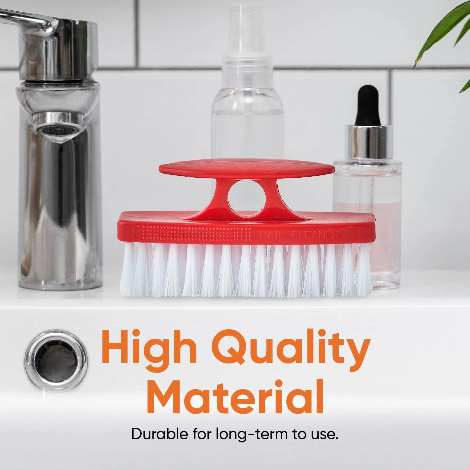 برس تمیز کننده ناخن Superio با دسته - برس بادوام برای تمیز کردن انگشتان پا، ناخن های دست، برس دستی برای تمیز کردن تمام سطوح، برس تمیز کننده قرمز با موهای سفت و محکم، با قابلیت نگهداری آسان