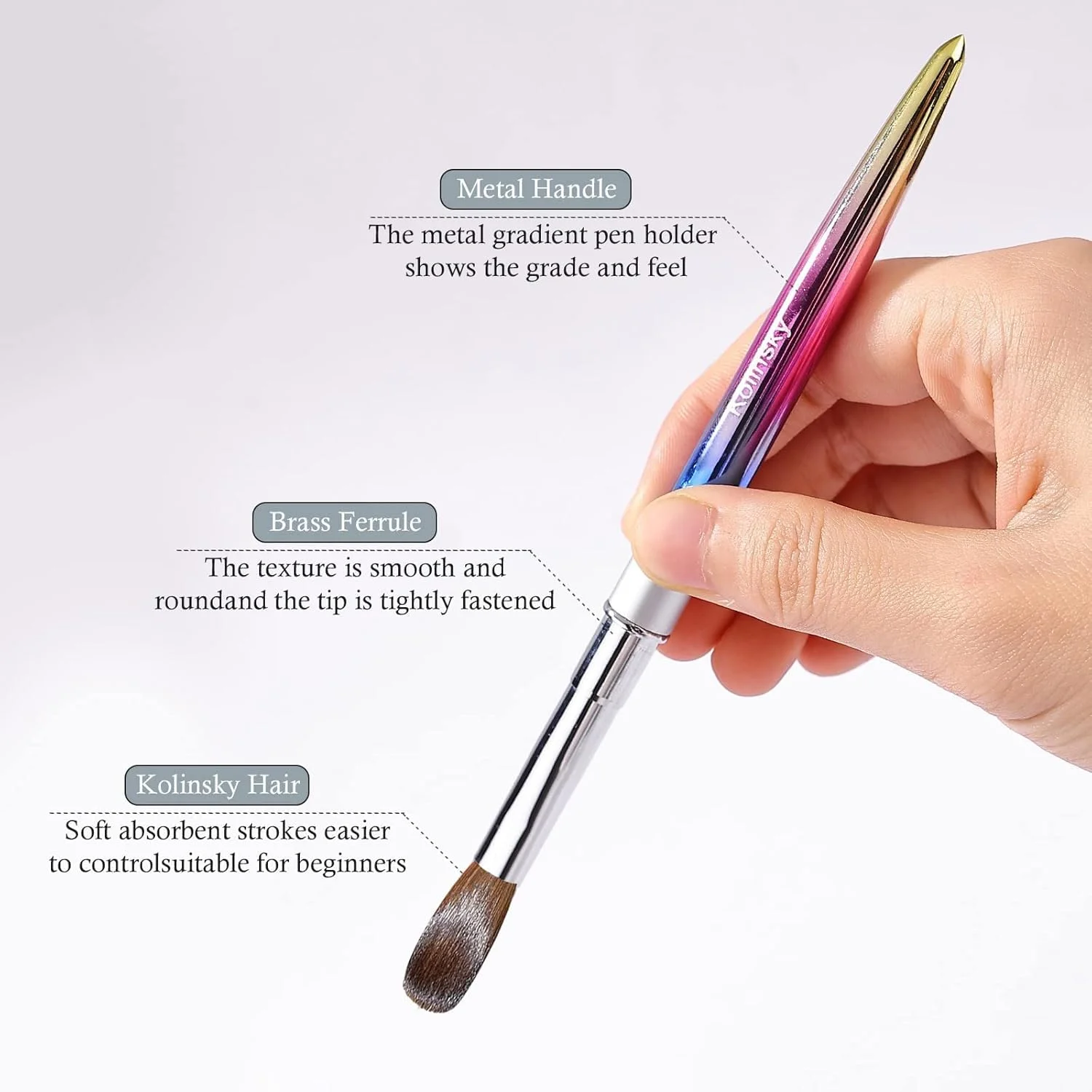 قلم طراحی ناخن KASTWAVE Kolinsky، قلم طراحی لاک ناخن حرفه ای اکریلیک، قلم سه بعدی رنگارنگ دست ساز با درپوش (#6) قلم طراحی ناخن KASTWAVE Kolinsky، قلم طراحی لاک ناخن حرفه ای اکریلیک، قلم سه بعدی رنگارنگ دست ساز با درپوش (#6)