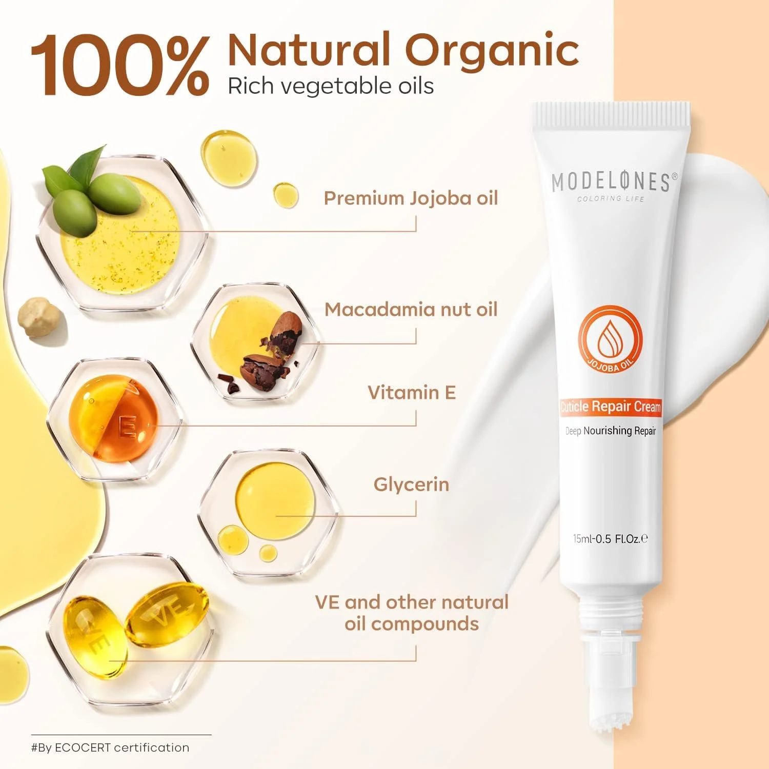 کرم کوتیکول مدلونز، مراقبت از ناخن فوق العاده آبرسان با روغن جوجوبا ارگانیک و ویتامین E، ترمیم کننده کوتیکول غیر چرب برای ترمیم کوتیکول های خشک و ترک خورده 15 میلی لیتر
