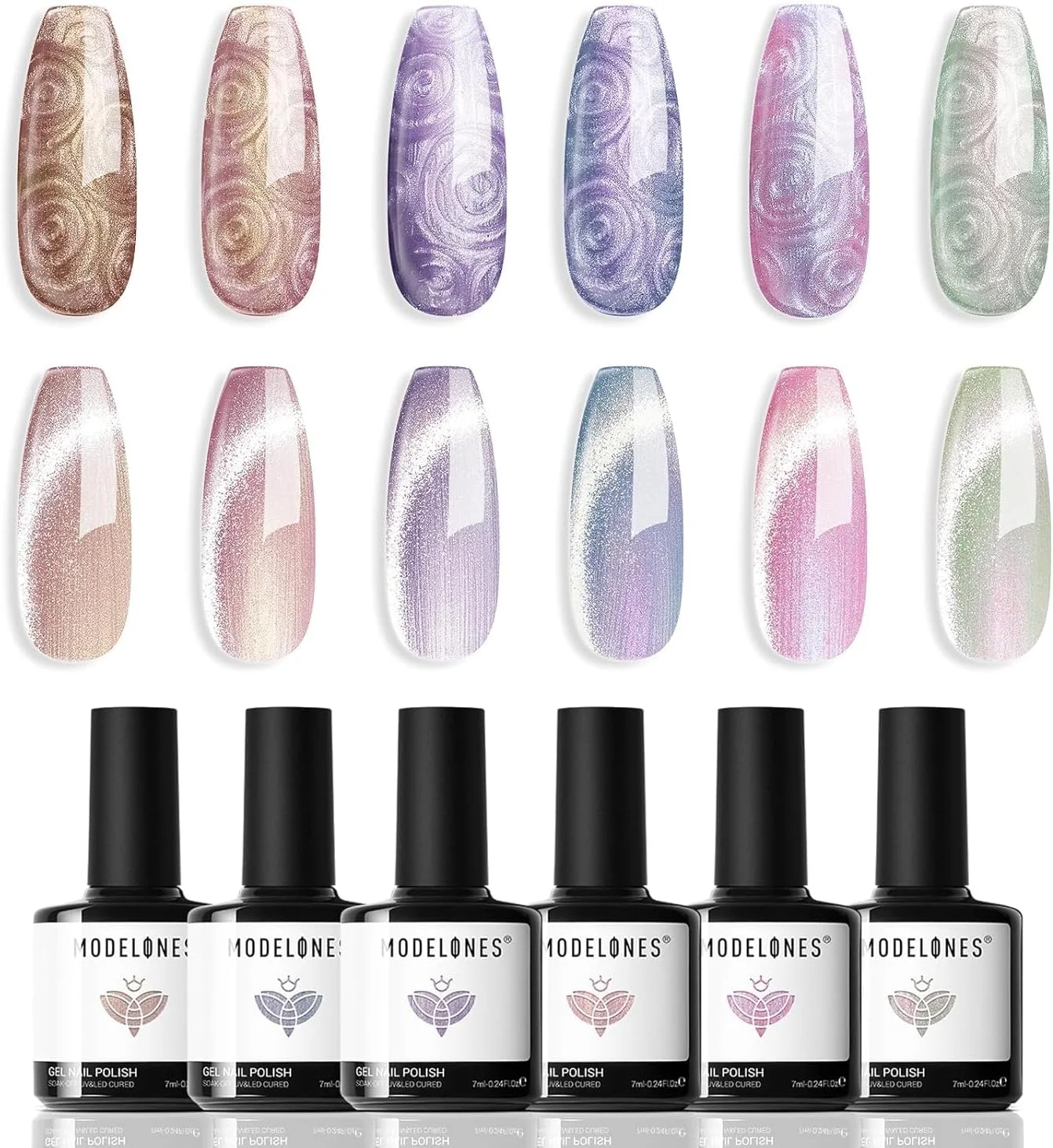 لاک ژل ناخن مرواریدی Modelones، ست طراحی ناخن مغناطیسی چشم گربه ای براق 6 رنگ با آهنربا، اکلیل صدفی رنگین کمانی بنفش صورتی آبی لاک ژل ناخن مرواریدی Modelones، ست طراحی ناخن مغناطیسی چشم گربه ای براق 6 رنگ با آهنربا، اکلیل صدفی رنگین کمانی بنفش صورتی آبی