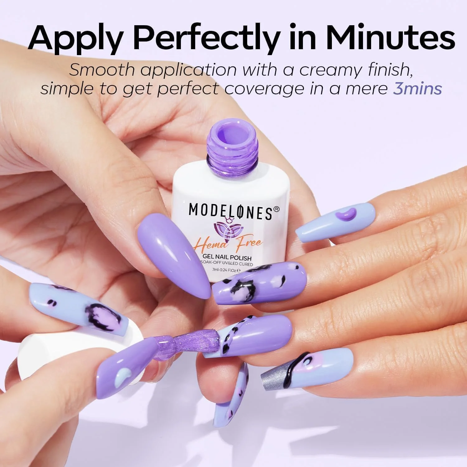 ست لاک ژل مدلونز، 6 رنگ سفید آبی براق بنفش پری دریایی بدون هما بنفش اکلیلی تابستانی یاسی، لاک ژل LED خیساندنی برای هنر DIY هدیه دخترانه زنانه