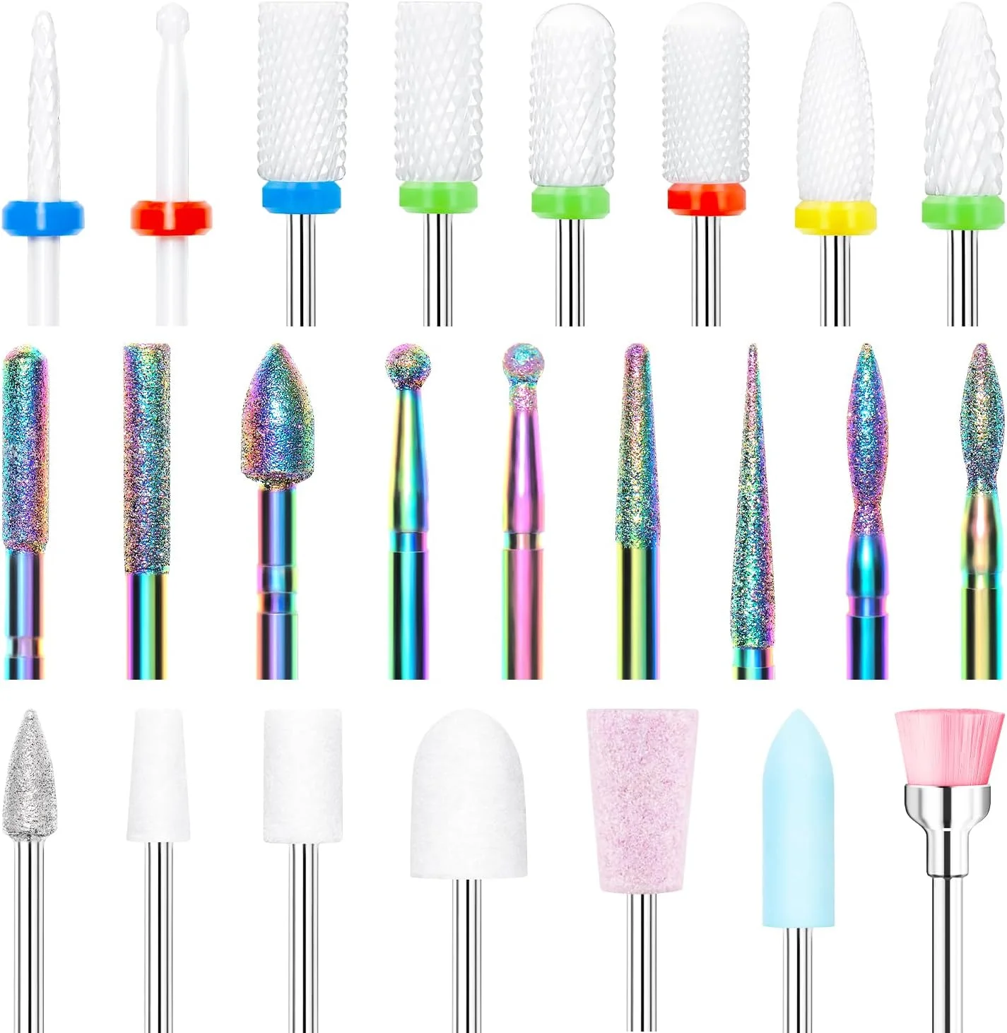 ست ۲۴ عددی سر سوهان ناخن Modelones، سایز ۳/۳۲ اینچ، سر سوهان های سرامیکی الماسه کاربید، کیت سر سوهان ژل اکریلیک، سر سوهان های از بین برنده کوتیکول برای مانیکور و پدیکور ناخن های پودری ژلی اکریلیک ست ۲۴ عددی سر سوهان ناخن Modelones، سایز ۳/۳۲ اینچ، سر سوهان های سرامیکی الماسه کاربید، کیت سر سوهان ژل اکریلیک، سر سوهان های از بین برنده کوتیکول برای مانیکور و پدیکور ناخن های پودری ژلی اکریلیک