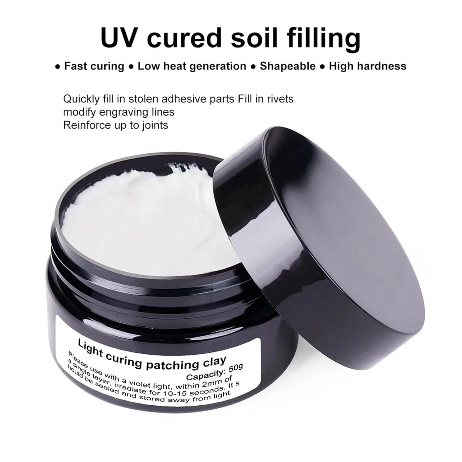 کیت رزین UV ASHATA با نور، چسب UV با نور قابل شارژ، چسب سریع، بتونه پخت 50 گرمی، چسب چند منظوره برای صنایع دستی، تعمیرات، ناخن ها، تعمیرات چاپ سه بعدی