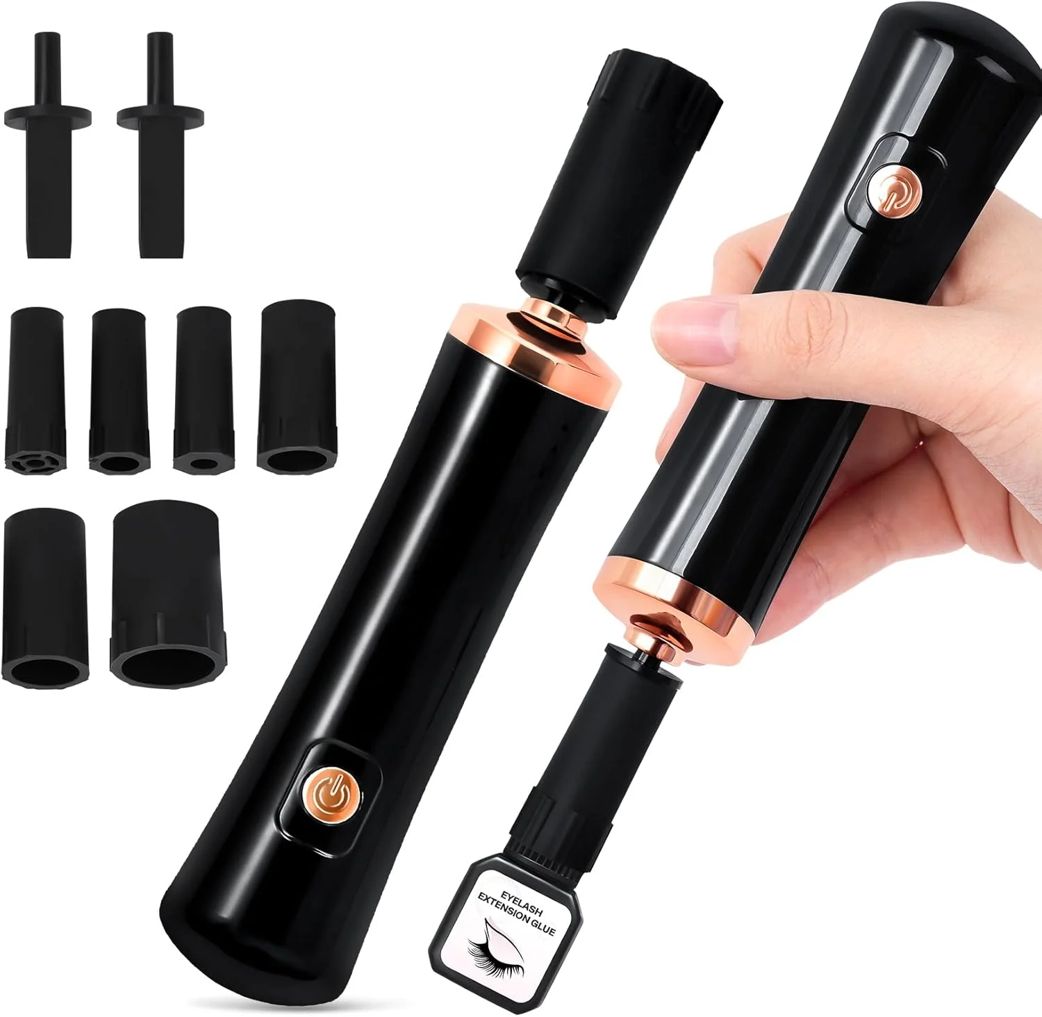 میکسر چسب برای اکستنشن مژه، میکسر برقی لاک مژه و ناخن، ابزار صرفه جویی در زمان بدون نیاز به دست (مشکی)