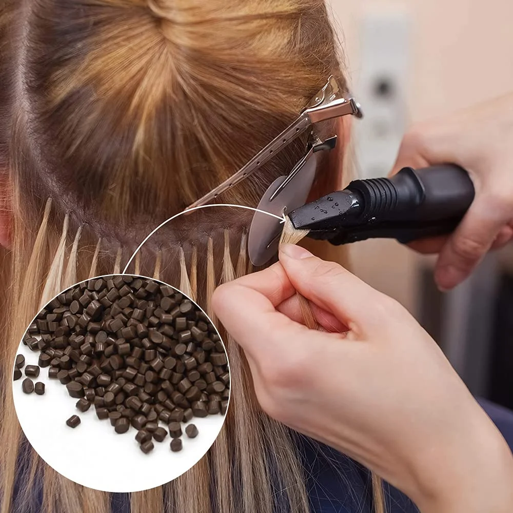 مهره های چسب کراتین ایتالیایی برای اکستنشن مو با روش فیوژن گرم، 80 گرم - قهوه ای