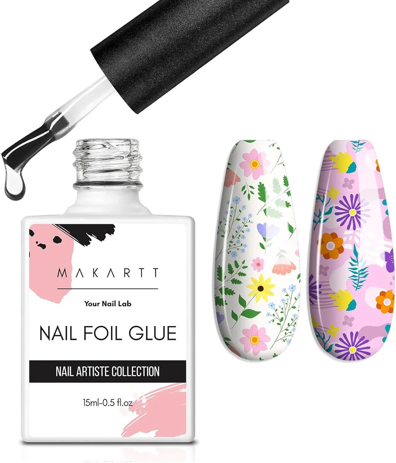 چسب فویل ناخن ماکارت 15 میلی لیتری برای استیکرهای فویلی، مناسب برای انتقال طرح روی ناخن، طراحی ناخن، مناسب برای استفاده شخصی، نیاز به لامپ UV LED و قابلیت پاک شدن با خیساندن