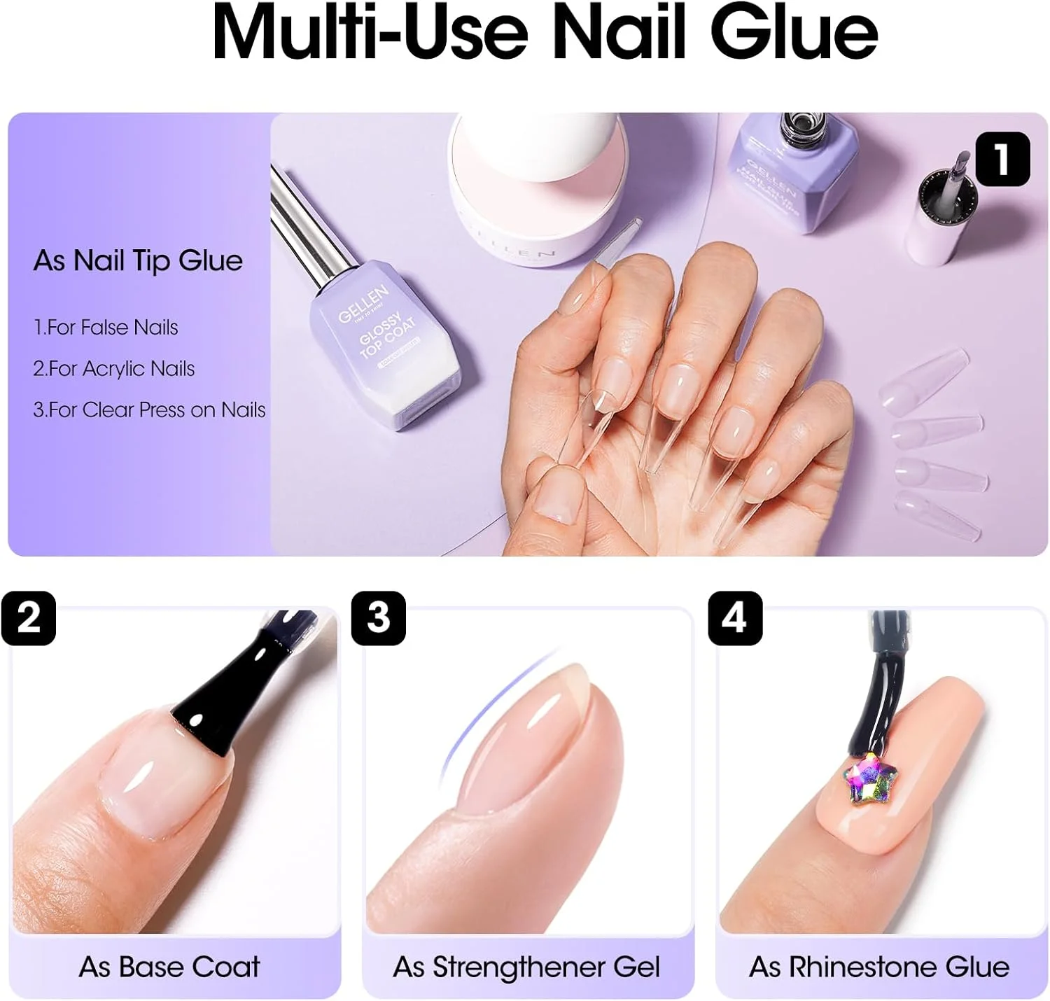 چسب ناخن 4 در 1 Gellen برای تیپ ناخن، چسب ژل ناخن 18 میلی لیتری برای تیپ ناخن ژلی نرم و ناخن های مصنوعی شفاف، ژل اکستنشن ناخن بادوام و آسان، نیاز به لامپ UV LED چسب ناخن 4 در 1 Gellen برای تیپ ناخن، چسب ژل ناخن 18 میلی لیتری برای تیپ ناخن ژلی نرم و ناخن های مصنوعی شفاف، ژل اکستنشن ناخن بادوام و آسان، نیاز به لامپ UV LED