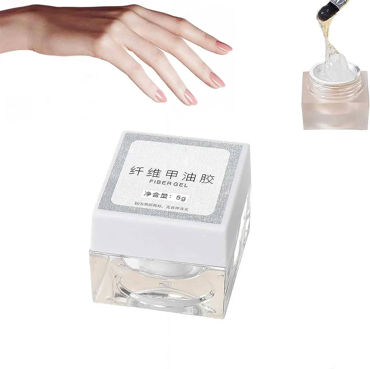 ژل ترمیم ناخن فیبری 2023، چسب ناخن شفاف با پایه روشن برای ناخن های شکسته، ترمیم ناخن، اکستنشن و تقویت (5 گرم)
