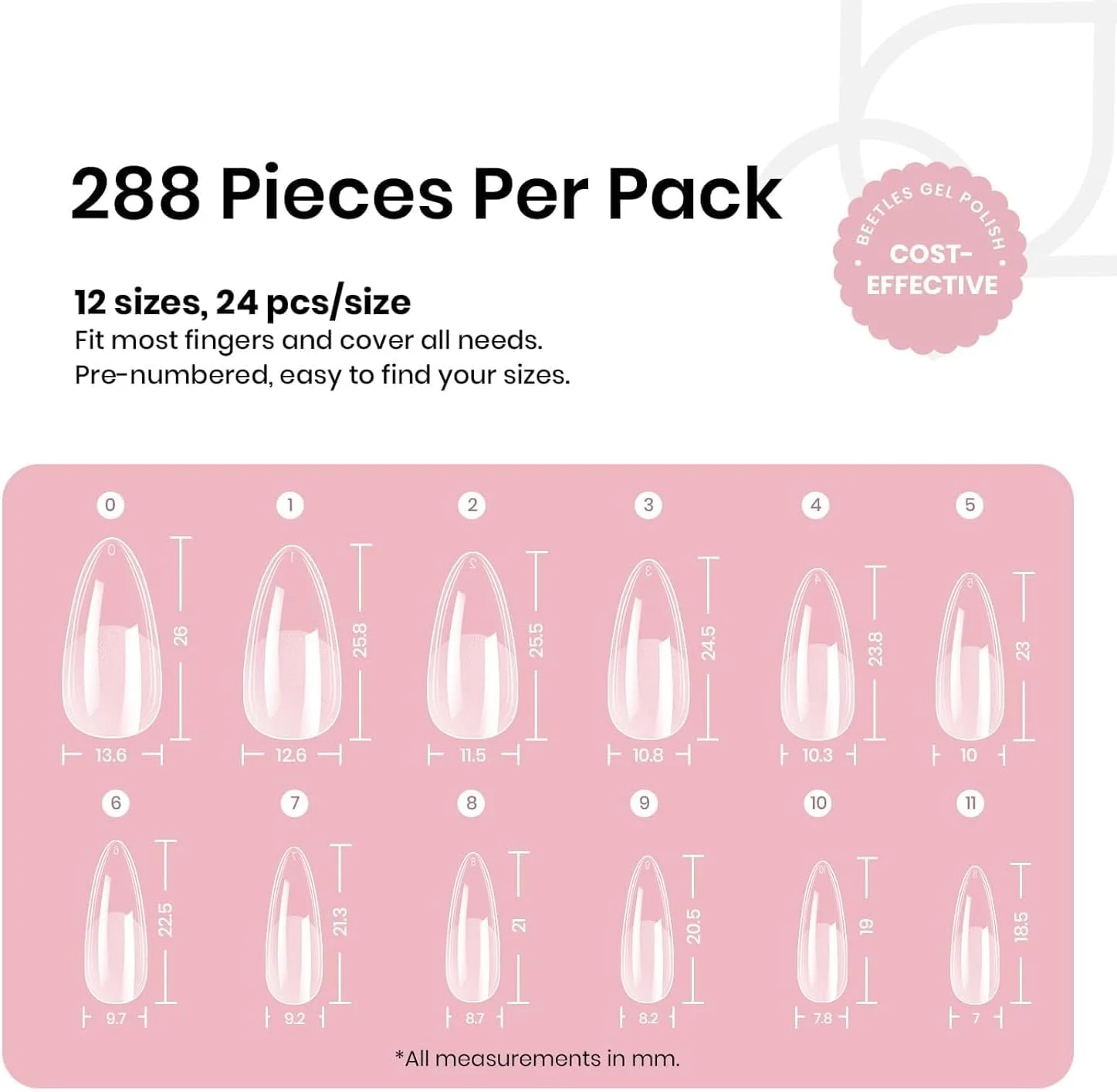 تیپ ناخن ژلی بادامی متوسط Beetles، دارای 12 سایز، 288 عدد، پوشش کامل نیمه مات، ناخن مصنوعی شفاف اکریلیک، چسب ناخن، هدیه DIY برای بانوان تیپ ناخن ژلی بادامی متوسط Beetles، دارای 12 سایز، 288 عدد، پوشش کامل نیمه مات، ناخن مصنوعی شفاف اکریلیک، چسب ناخن، هدیه DIY برای بانوان