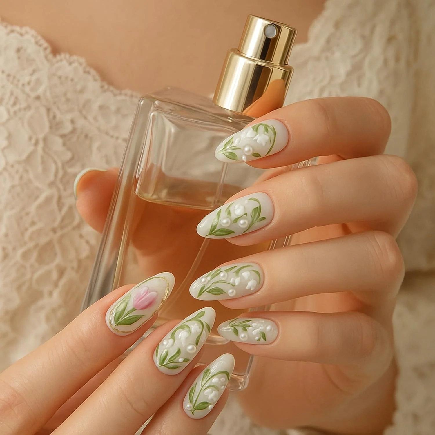 ناخن مصنوعی بادامی بلند 24 عددی با طرح پاپیون سه بعدی، قلب و نگین بدلی - ناخن های مصنوعی صورتی و سفید براق در 12 سایز، نوک های چسبی شیک برای زنان و دختران (1)