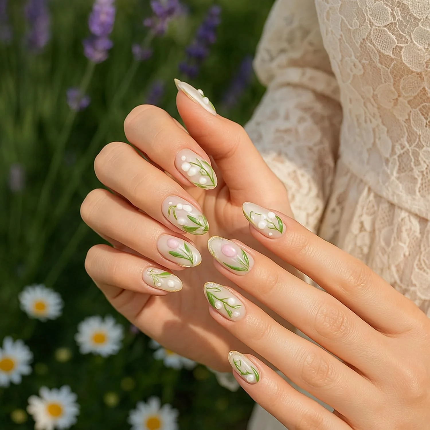 ناخن مصنوعی بادامی بلند 24 عددی با طرح پاپیون سه بعدی، قلب و نگین بدلی - ناخن های مصنوعی صورتی و سفید براق در 12 سایز، نوک های چسبی شیک برای زنان و دختران (1)