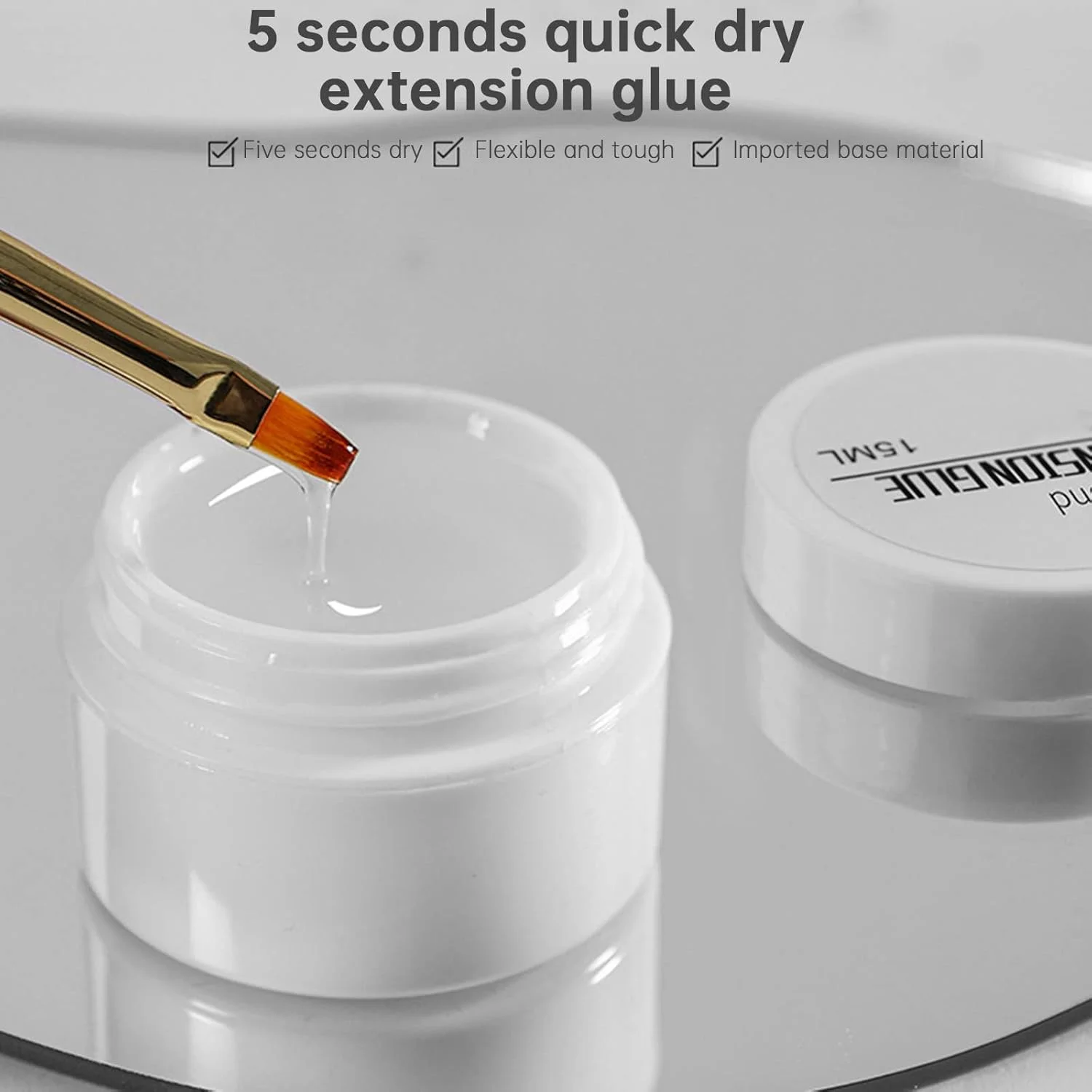چسب اکستنشن 15 میلی لیتری برای ناخن مصنوعی و تیپ ناخن، چسب وصل کننده ناخن جامد مورد نیاز برای اکستنشن آسان ناخن در خانه، ژل ناخن با نور و ناخن های اکستنشن (A، تک سایز)