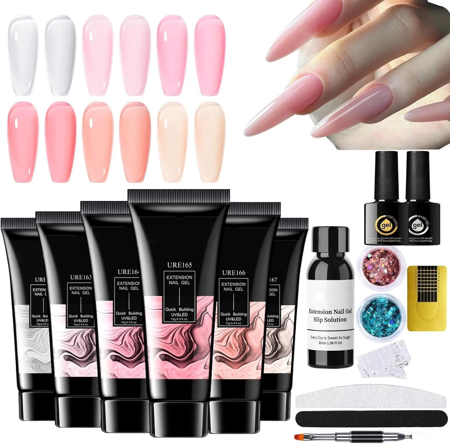 کیت ژل ناخن | ژل سازنده چسب اکستنشن 6 رنگ - لاک ناخن چند منظوره با ماندگاری طولانی برای مبتدیان و متخصصان مانیکور