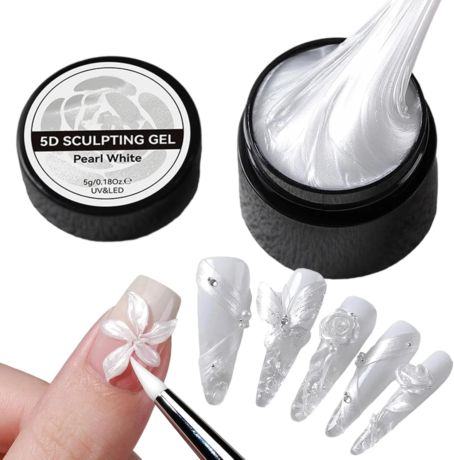 ژل ساخت ناخن محکم | ژل مجسمه سازی ناخن سفید، چسب صاف تزئین مانیکور برای طراحی مدل سازی حکاکی گل جذابیت زیبایی و اکستنشن ناخن