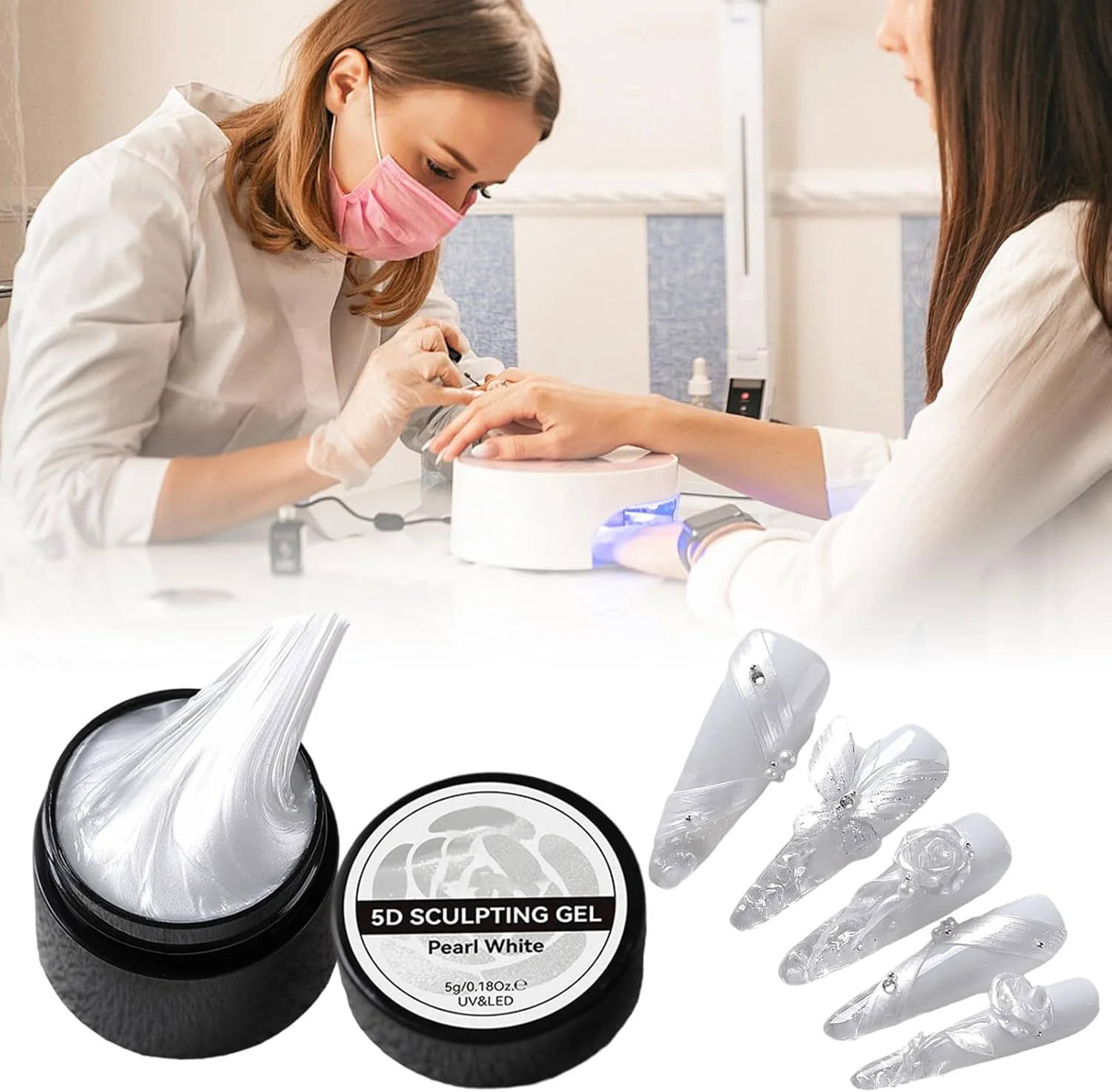 ژل ساخت ناخن محکم | ژل مجسمه سازی ناخن سفید، چسب صاف تزئین مانیکور برای طراحی مدل سازی حکاکی گل جذابیت زیبایی و اکستنشن ناخن