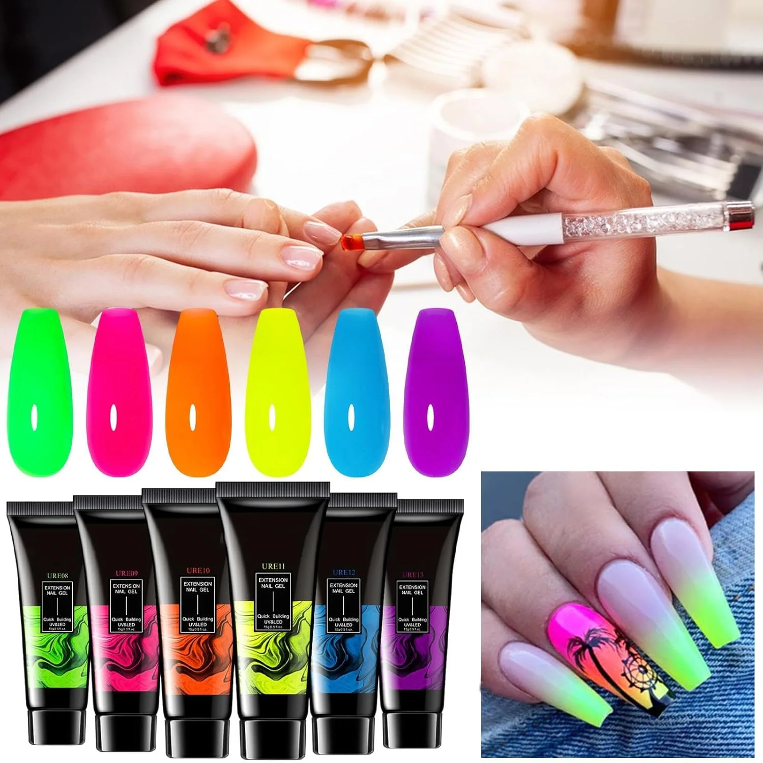 لاک ژل ناخن اکلیلی - ژل کاشت ناخن شب تاب | چسب کاشت سریع ناخن اکلیلی 6 رنگ مناسب مانیکور سالنی برای خانم ها و دختران لاک ژل ناخن اکلیلی - ژل کاشت ناخن شب تاب | چسب کاشت سریع ناخن اکلیلی 6 رنگ مناسب مانیکور سالنی برای خانم ها و دختران