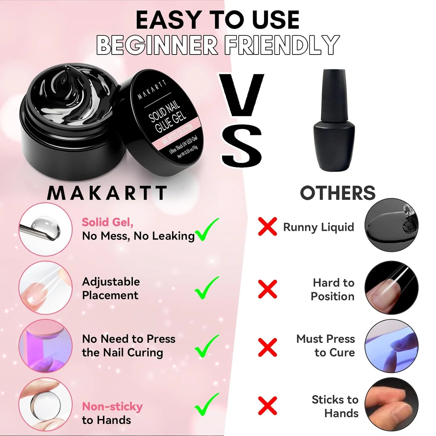 چسب ژل کاشت ناخن آکریلیک شفاف، محکم و بادوام ماکارت برای ناخن مصنوعی و طراحی ناخن، خشک شدن با نور UV، مناسب استفاده خانگی، 15 میلی لیتر چسب ژل کاشت ناخن آکریلیک شفاف، محکم و بادوام ماکارت برای ناخن مصنوعی و طراحی ناخن، خشک شدن با نور UV، مناسب استفاده خانگی، 15 میلی لیتر
