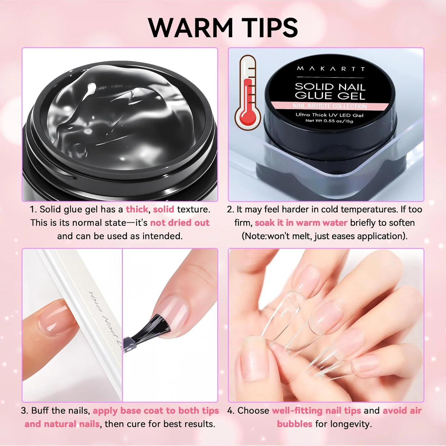 چسب ژل کاشت ناخن آکریلیک شفاف، محکم و بادوام ماکارت برای ناخن مصنوعی و طراحی ناخن، خشک شدن با نور UV، مناسب استفاده خانگی، 15 میلی لیتر چسب ژل کاشت ناخن آکریلیک شفاف، محکم و بادوام ماکارت برای ناخن مصنوعی و طراحی ناخن، خشک شدن با نور UV، مناسب استفاده خانگی، 15 میلی لیتر