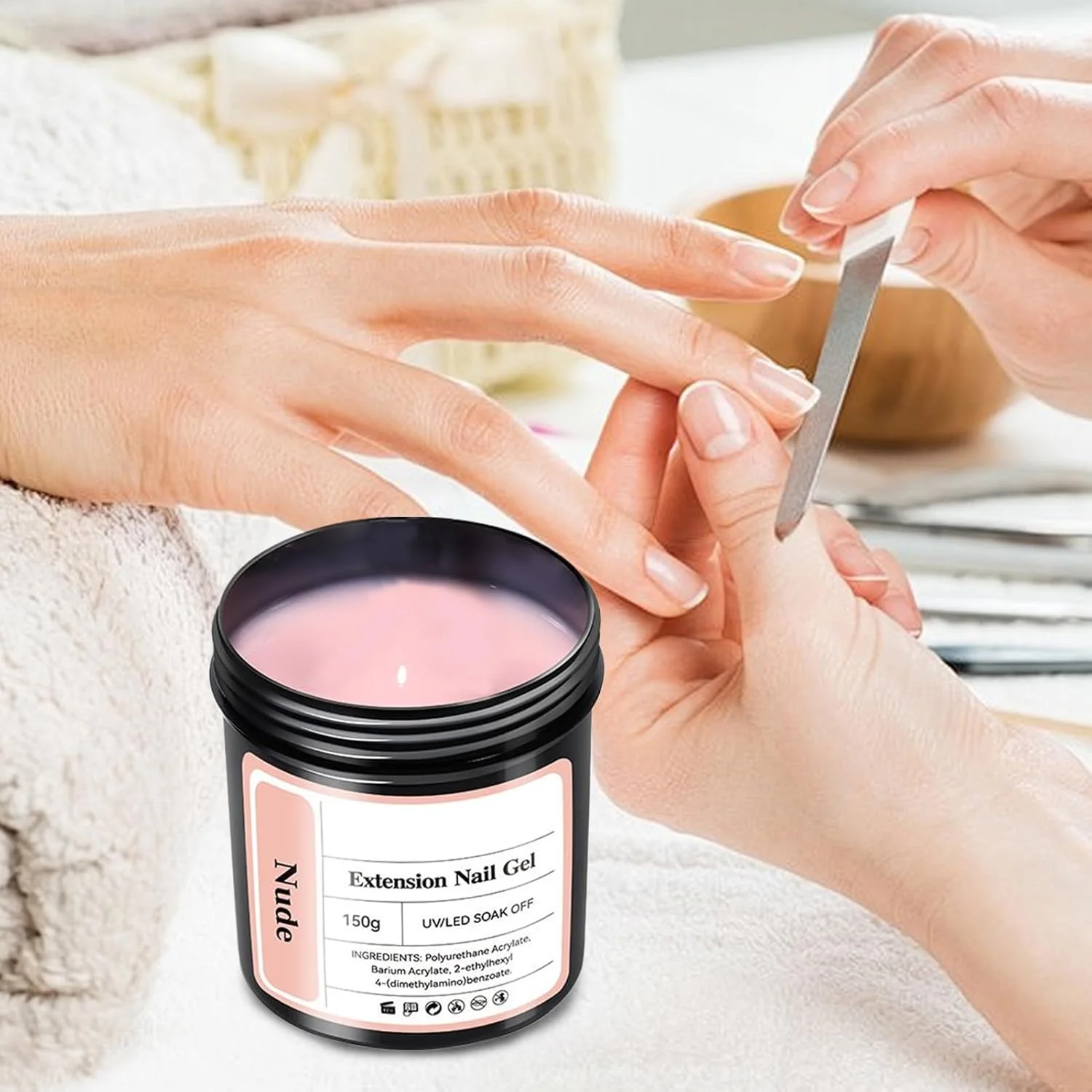 ژل کاشت ناخن - ژل مانیکور نیمه دائم، 150 گرم ژل چسب UV LED نیمه دائم برای مبتدیان، بانوان، سالن های آرایشی، طراحی ناخن در خانه