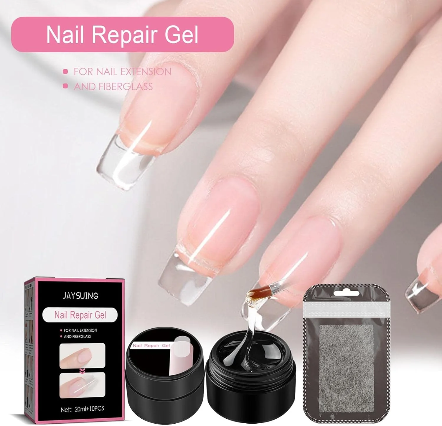 ست ناخن ابریشمی فایبرگلاس | ست چسب اکستنشن فیبر ابریشمی جادویی، کیت مراقبت از ناخن، ابزار مانیکور DIY ضد ترک برای دختران و زنان