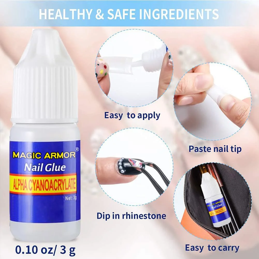 چسب ناخن فوق العاده قوی - کیفیت حرفه ای سالن، چسب نوک ناخن فوق العاده سریع و قوی برای ناخن های شکسته، چسبندگی فوق العاده بادوام برای ناخن های مصنوعی