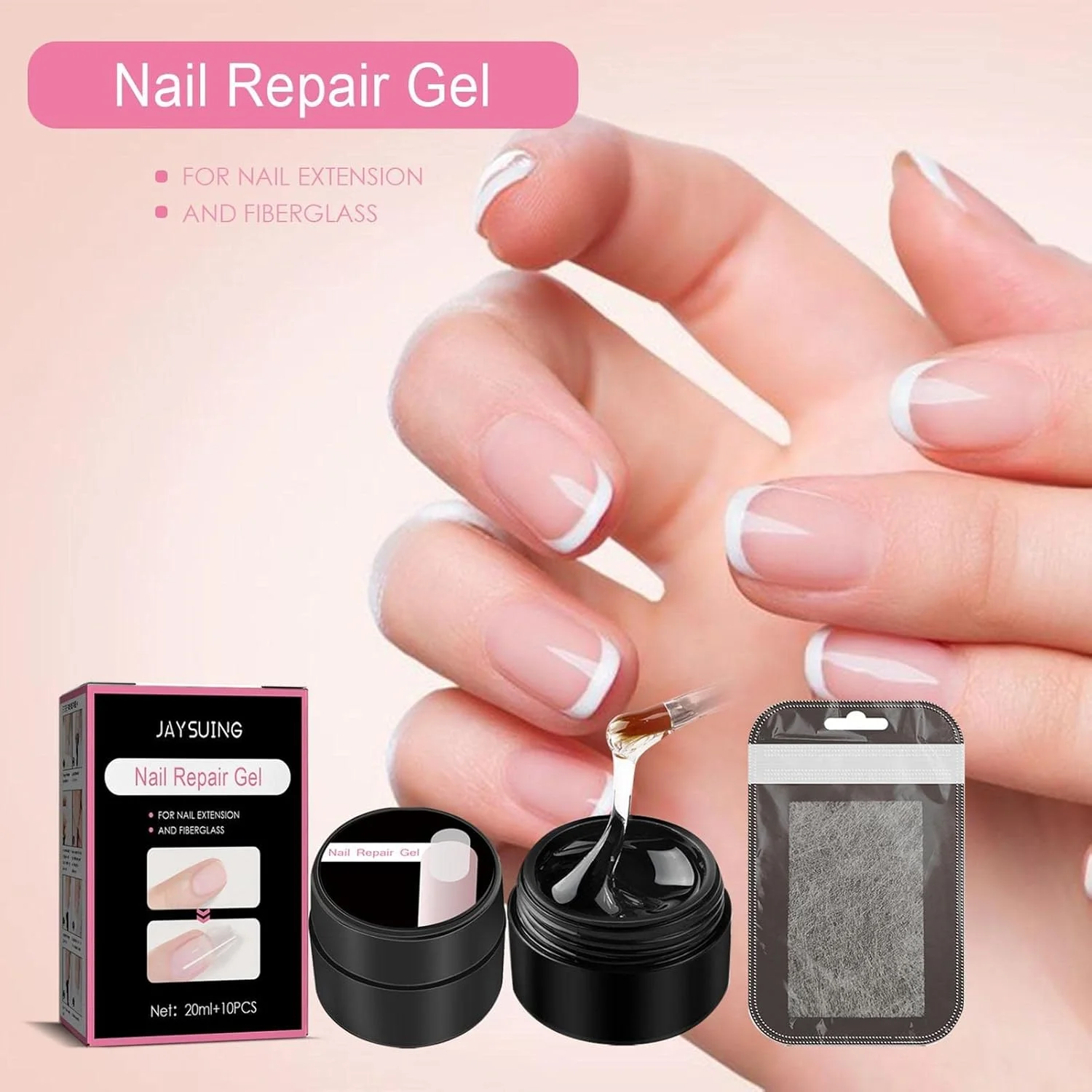 ست ناخن ابریشمی فایبرگلاس | ست چسب اکستنشن فیبر ابریشمی جادویی، کیت مراقبت از ناخن، ابزار مانیکور DIY ضد ترک برای دختران و زنان