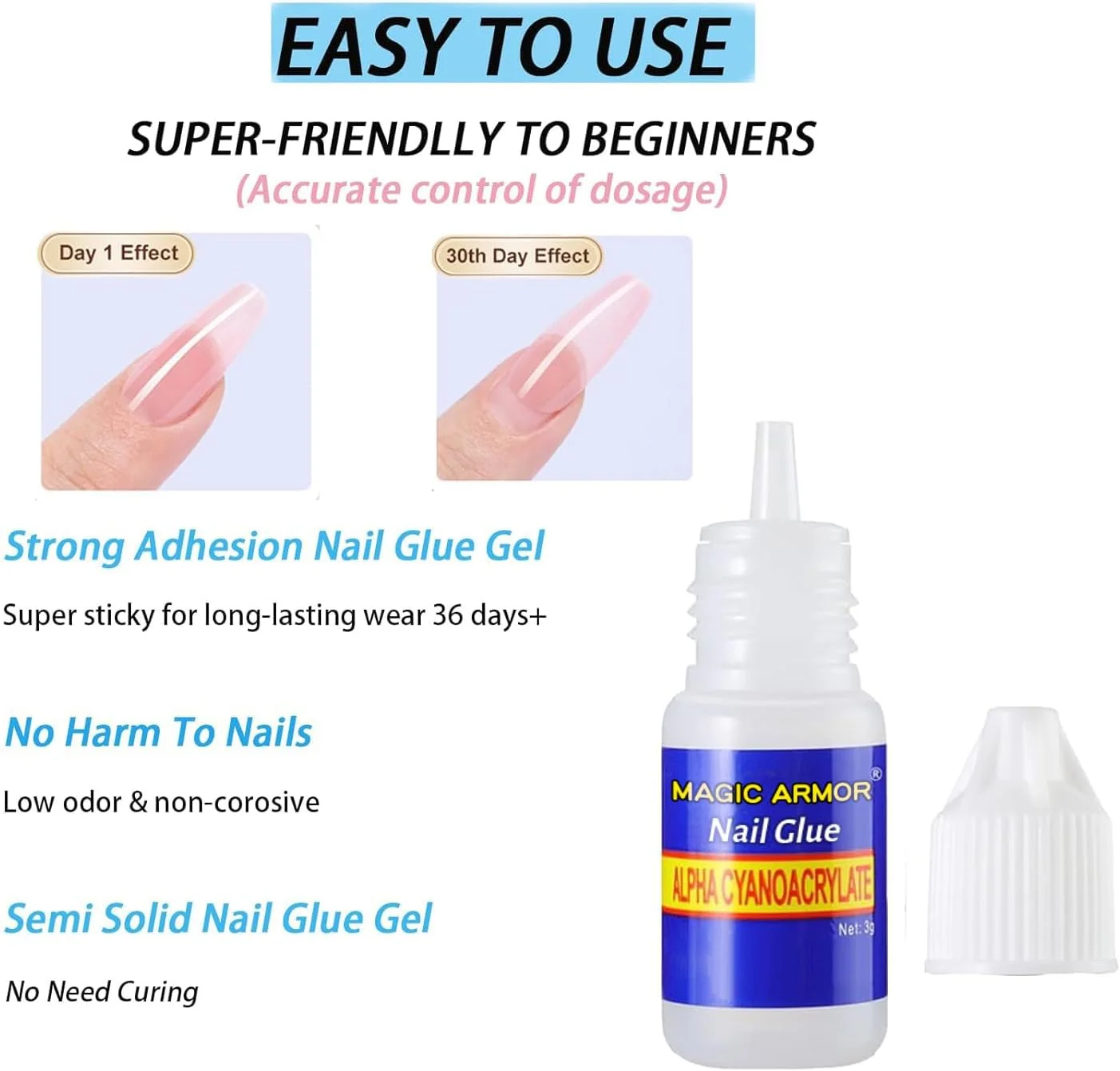 چسب ناخن، چسب فوق العاده قوی برای ناخن های اکریلیک، چسب حرفه ای نوک ناخن برای ناخن های مصنوعی، چسب ناخن اکریلیک با ماندگاری طولانی برای نوک ناخن، ناخن های شکسته، اتصال ناخن های مصنوعی، ژل چسب ناخن 3 گرمی 10 عددی