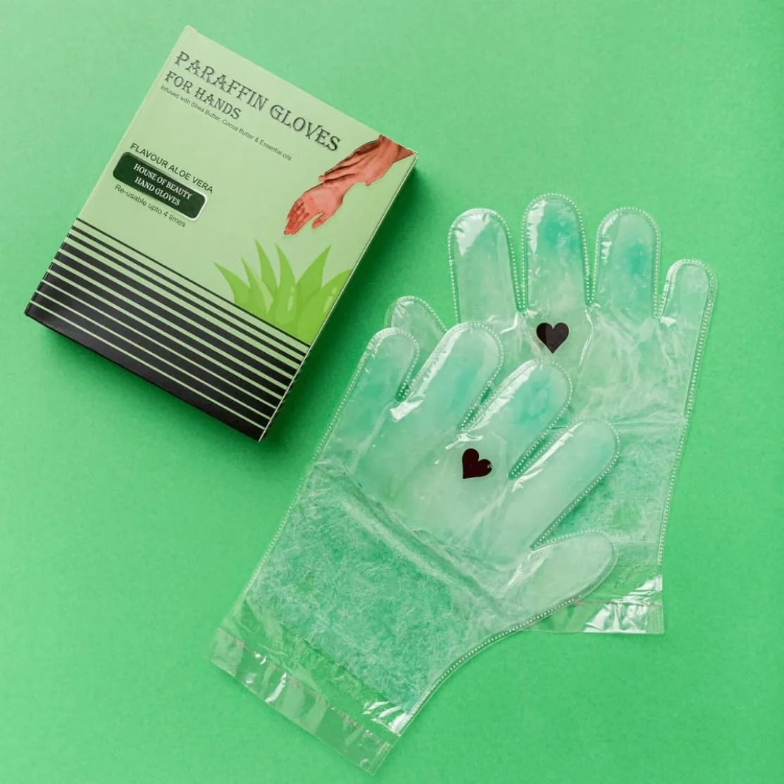 دستکش پارافین دست هاوس آف بیوتی، مرطوب کننده دست، پوست خشک و زبر، آبرسانی و درمان پارافین برای انواع پوست دست (طعم آلوئه ورا)