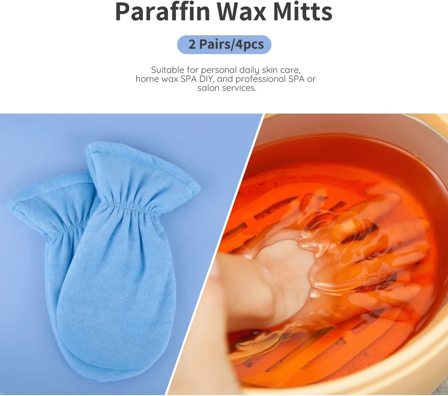 دستکش پارافین Segbeauty، 4 عدد دستکش ضخیم حرارتی اسپا برای دست، دستکش برای درمان پارافین داغ، درمان حرارتی پارافین، دستگاه گرم کننده پارافین، آبی