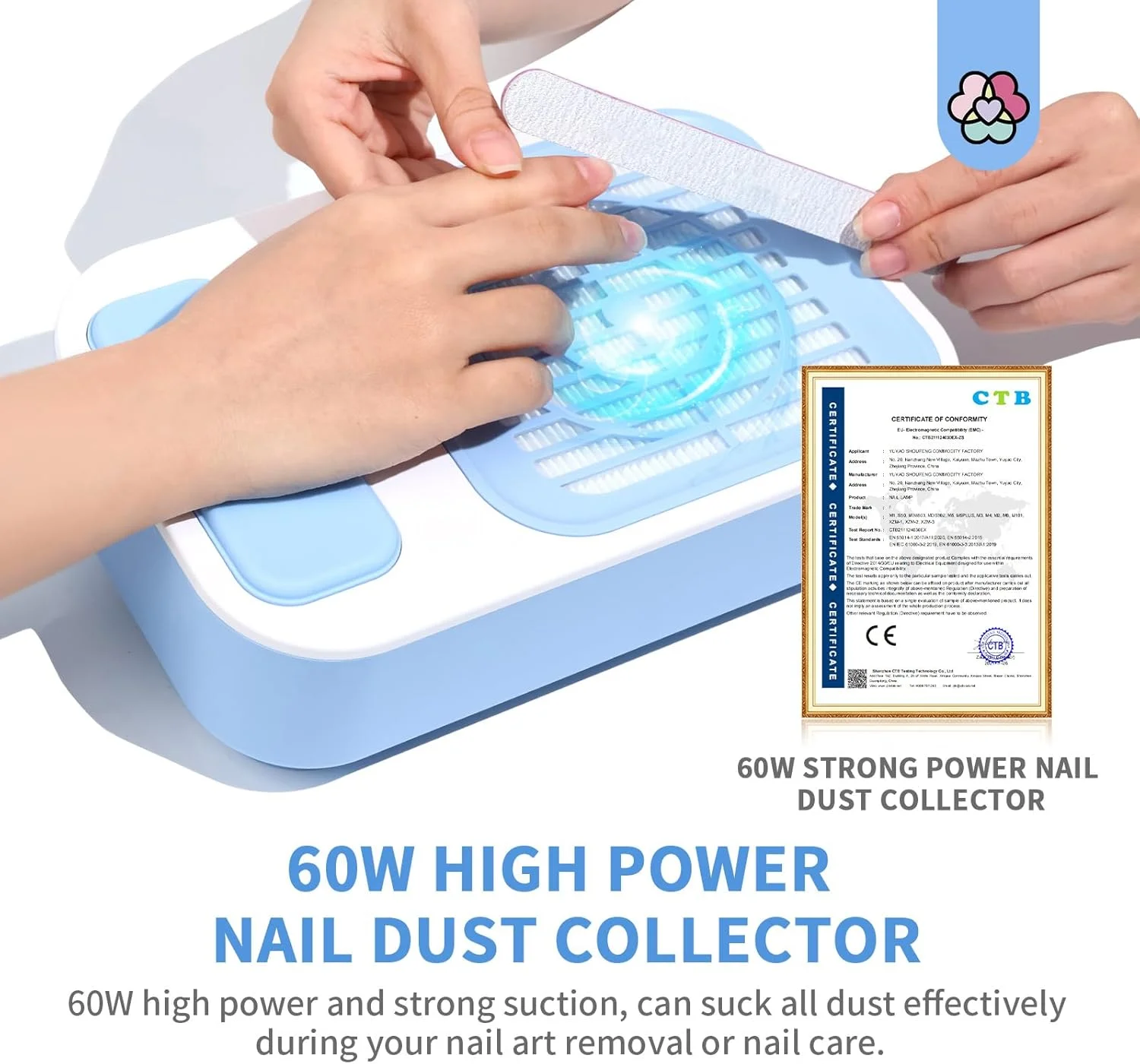 دستگاه جمع کننده گرد و غبار ناخن ساویلند - دستگاه مکنده ناخن با فیلتر قابل استفاده مجدد، فن مکنده گرد و غبار ناخن، مکش قوی، لوازم طراحی ناخن برای مانیکور، ریموور یا مراقبت از ناخن