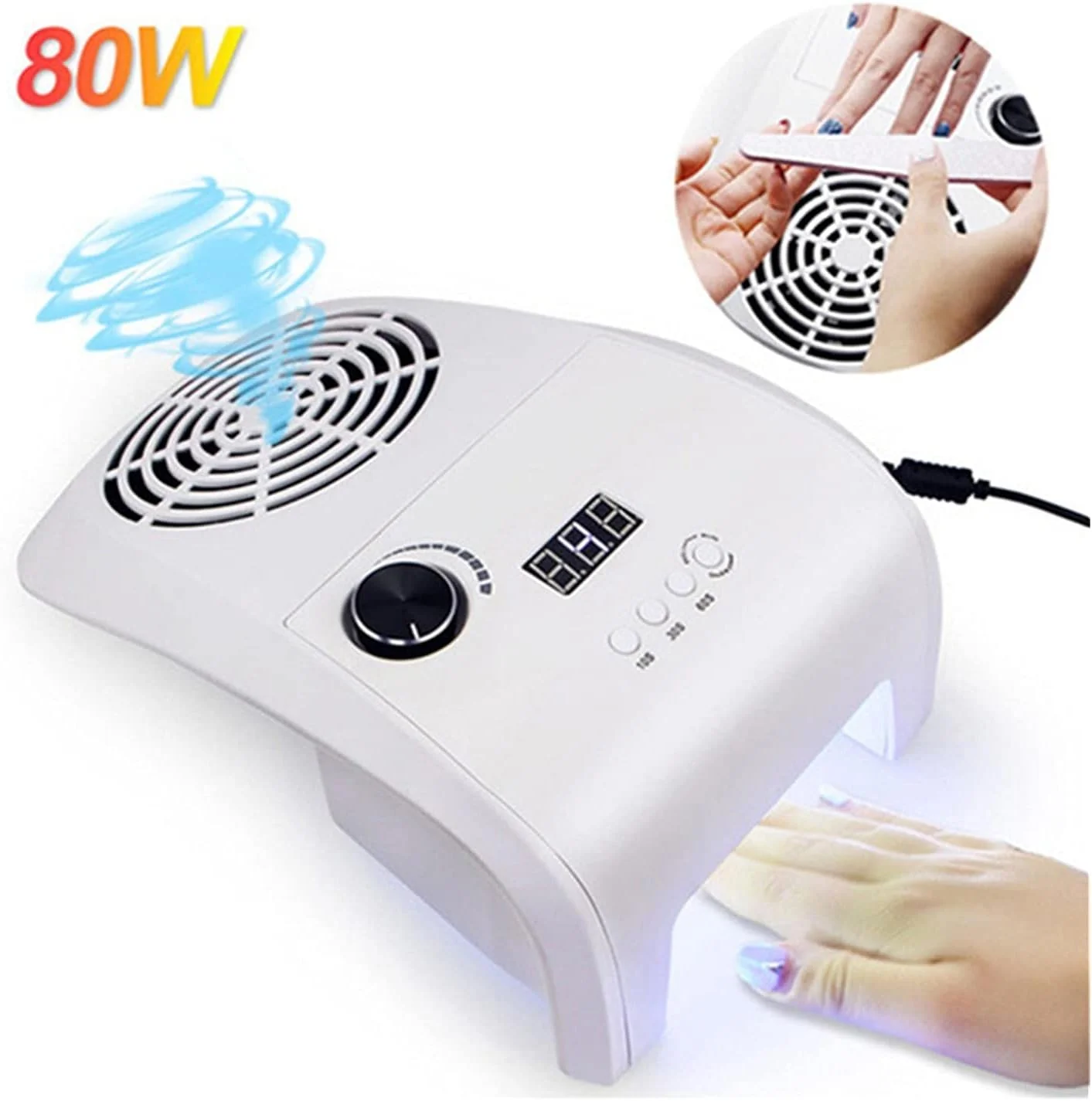 دستگاه مکنده گرد و غبار ناخن FURLOU برای دستگاه مانیکور 2 در 1 لامپ UV LED فن مکنده گرد و غبار ناخن دستگاه مانیکور