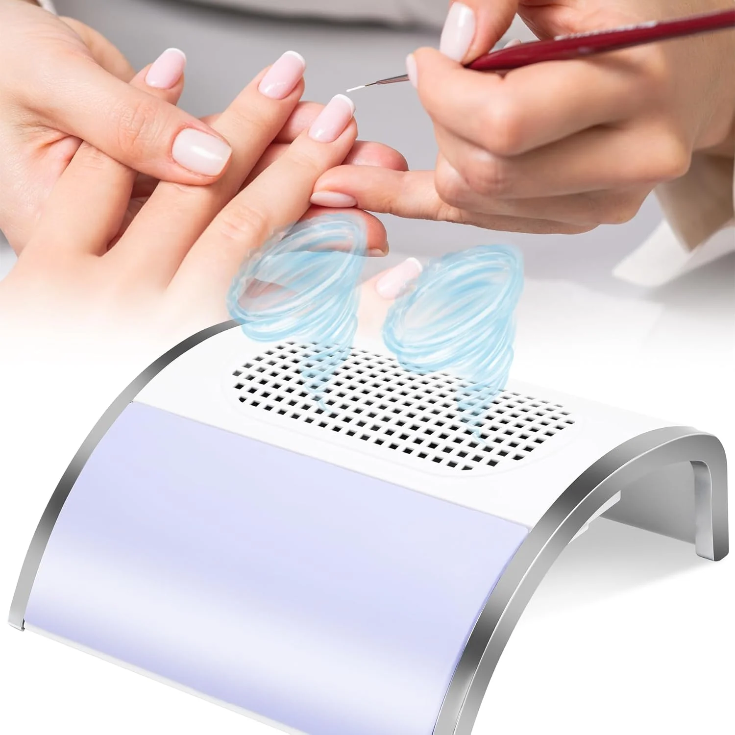 دستگاه مکنده گرد ناخن 40 وات، دستگاه مکنده حرفه ای گرد ناخن بنفش، تجهیزات تمیز کننده مانیکور با 3 فن و 2 کیسه گرد و غبار برای سالن ناخن/مانیکور شخصی