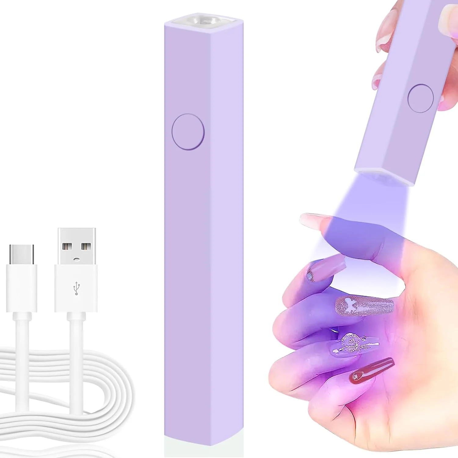 چراغ UV LED ناخن Diesisa مینی برای ناخن های ژلی، چراغ UV دستی برای ناخن، خشک کن ناخن USB برای خشک کردن سریع، چراغ UV LED ژلی قابل حمل برای ناخن، برای DIY در خانه و سالن ناخن - بنفش