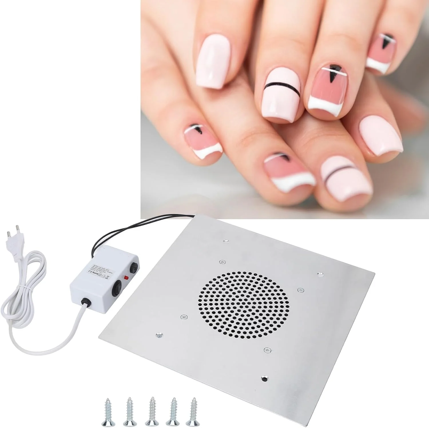 دستگاه مکنده گرد ناخن 60 وات، جمع کننده قدرتمند گرد ناخن، فن حذف گرد ناخن، پولیشر ناخن، مناسب مانیکور و سالن، مکنده رومیزی