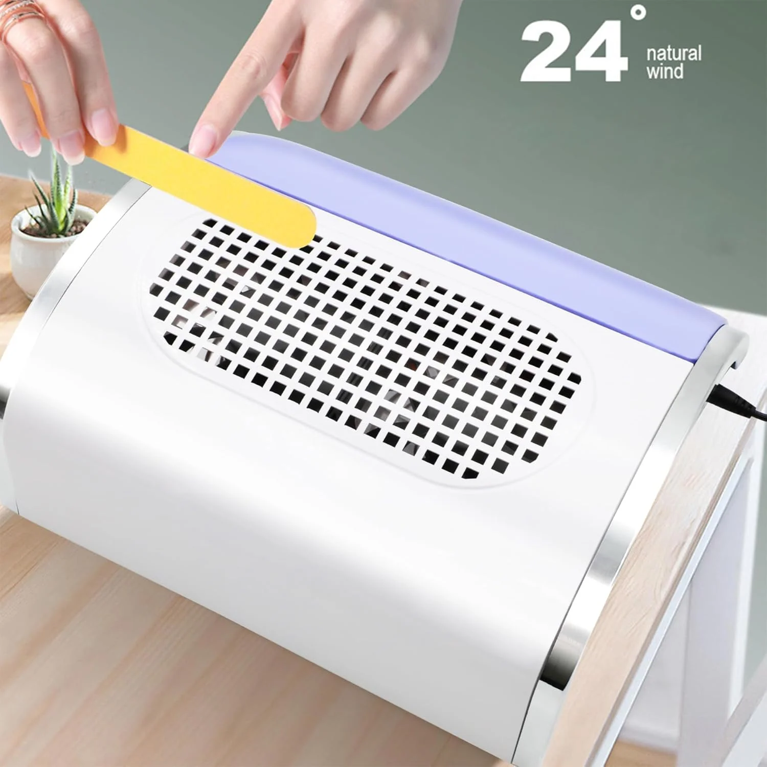 دستگاه مکنده گرد ناخن 40 وات، دستگاه مکنده حرفه ای گرد ناخن بنفش، تجهیزات تمیز کننده مانیکور با 3 فن و 2 کیسه گرد و غبار برای سالن ناخن/مانیکور شخصی