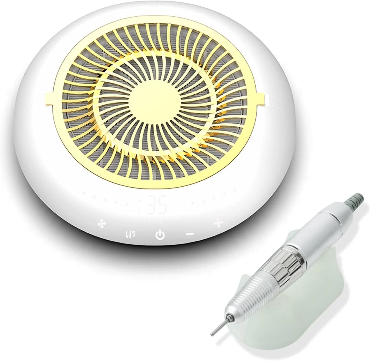 دستگاه مانیکور 2 در 1، مکنده گرد و غبار ناخن 60 وات، فن دستگاه مانیکور، مکش قدرتمند، کم صدا، ابزار و لوازم سالن ناخن (رنگ: سفید با دسته)