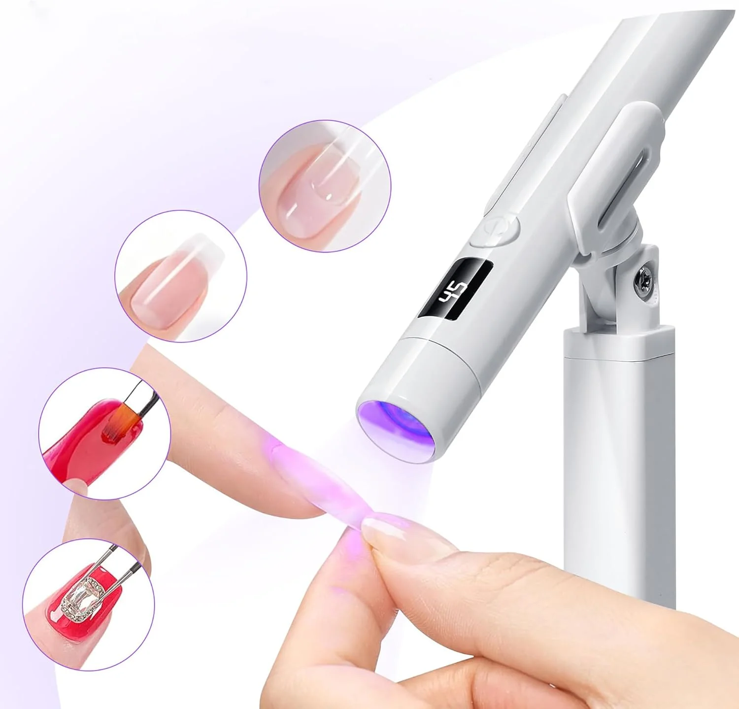 چراغ خشک کن روغن ناخن قابل حمل و بدون دست، چراغ کوچک یو وی ناخن با پشتیبانی کمربند، خشک کن لاک ناخن ال ای دی با تایمر، چراغ ناخن بی سیم مسافرتی قابل حمل خانگی DIY، هدیه برای دوست شما