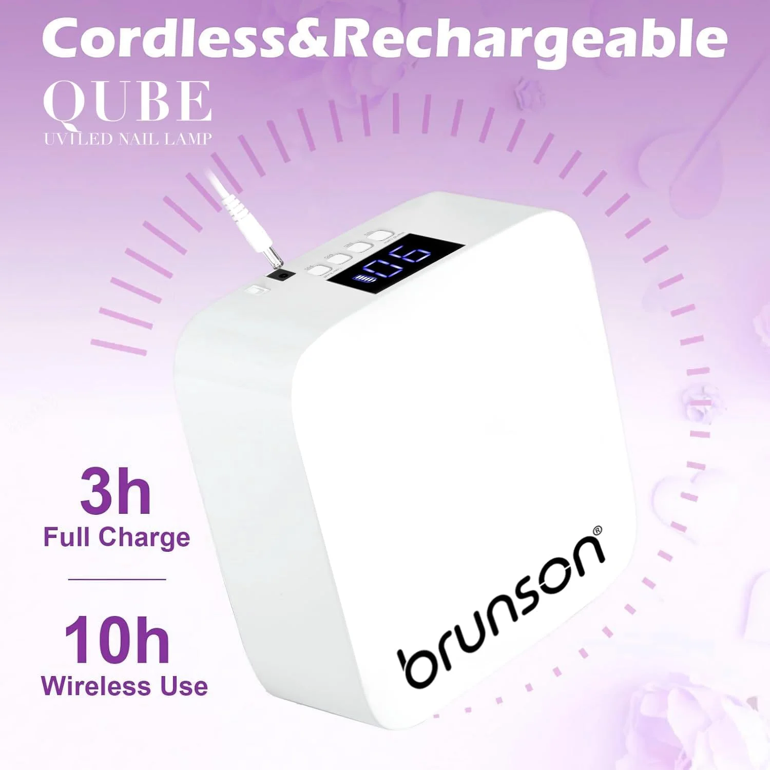 دستگاه خشک کن لاک ژل حرفه ای Brunson مدل QUBE 54W UV برای سالن های مانیکور حرفه ای، ناخن ها، لاک، خشک کردن، مانیکور، پدیکور، ابزار هنری ناخن، سفید