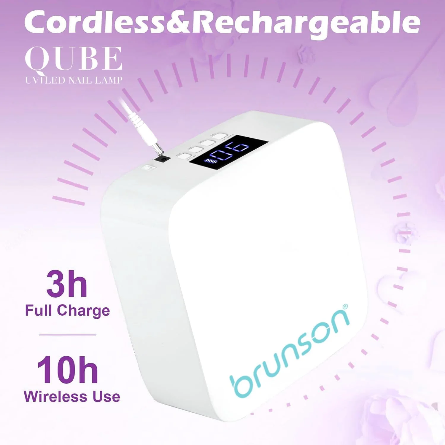 دستگاه خشک کن لاک ژل ناخن برانسون 60 وات LED، خشک کن سریع با قابلیت تنظیم زمان و سنسور اتوماتیک - مناسب برای مانیکور سالن، ناخن، لاک، خشک کردن، مانیکور، پدیکور، طراحی ناخن