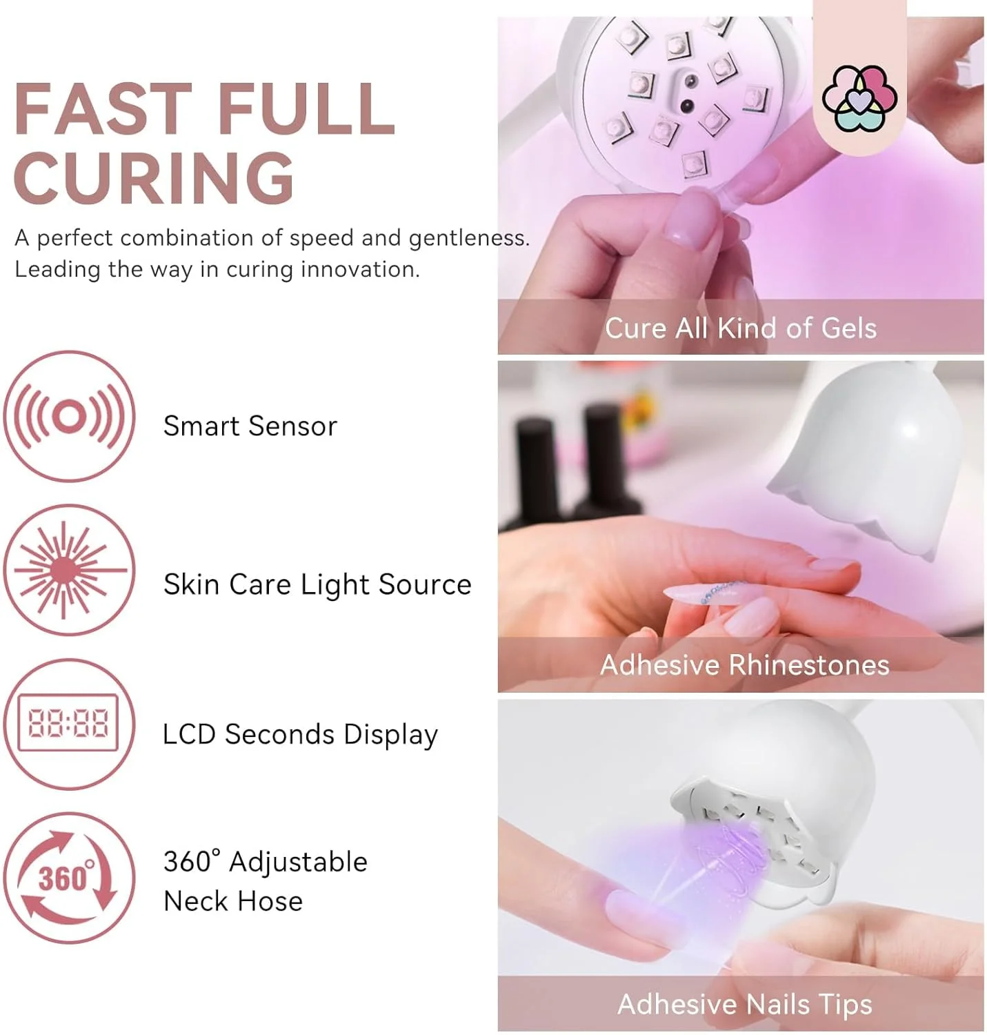 چراغ ناخن بی سیم 30 واتی KASTWAVE Intlisense - چراغ LED UV قابل شارژ برای خشک کردن سریع لاک ژل ناخن، ایده آل برای مانیکور خانگی و سالنی