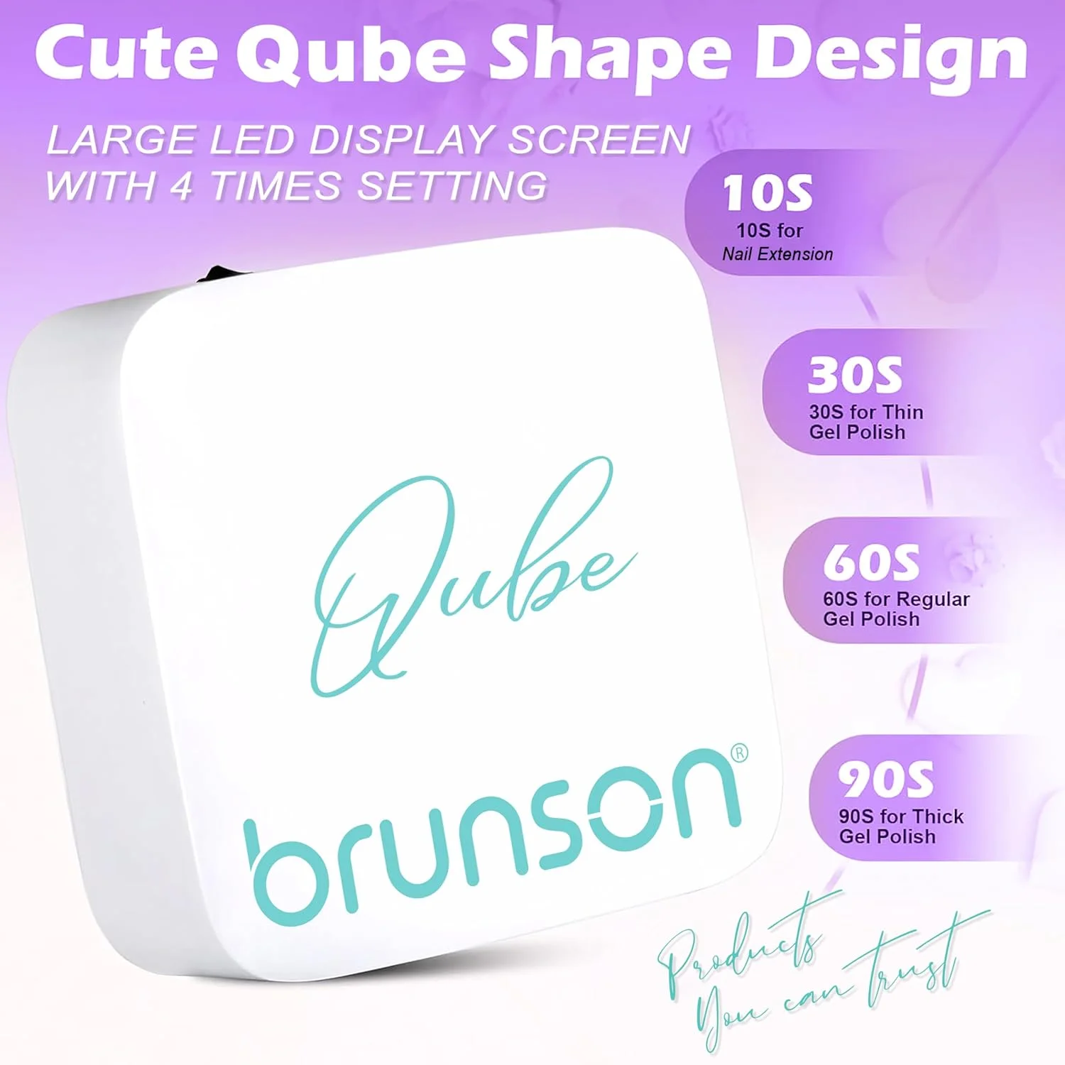دستگاه خشک کن لاک ژل حرفه ای برونسون، دستگاه کیوب 60 وات یو وی ال ای دی برای سالن های مانیکور حرفه ای، ناخن، لاک، خشک کردن، مانیکور، پدیکور، ابزار طراحی ناخن، سفید