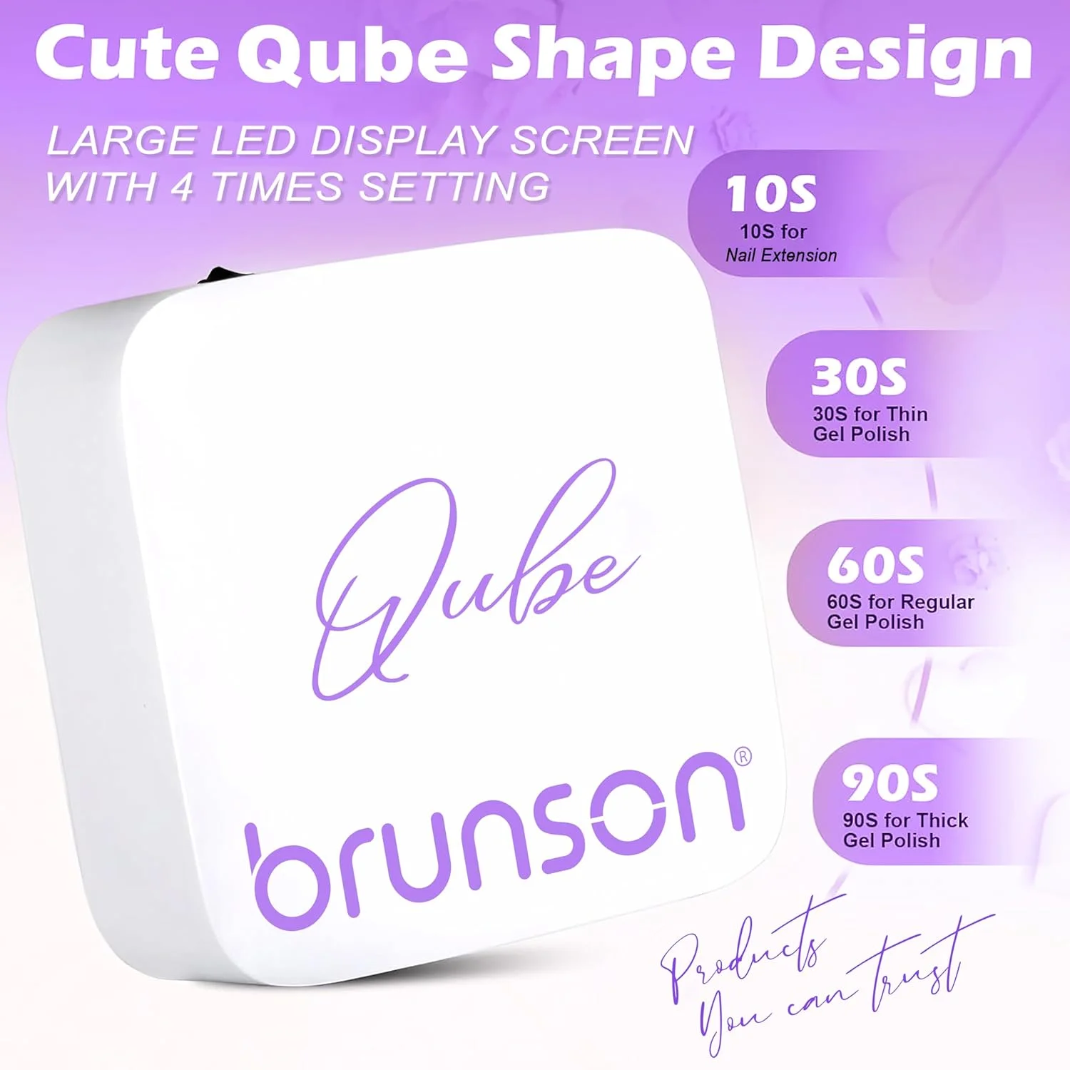 دستگاه خشک کن لاک ژل حرفه ای Brunson، چراغ LED با 4 تنظیم تایمر برای مانیکور حرفه ای سالن، ناخن، لاک، خشک کردن، مانیکور، پدیکور، طراحی ناخن