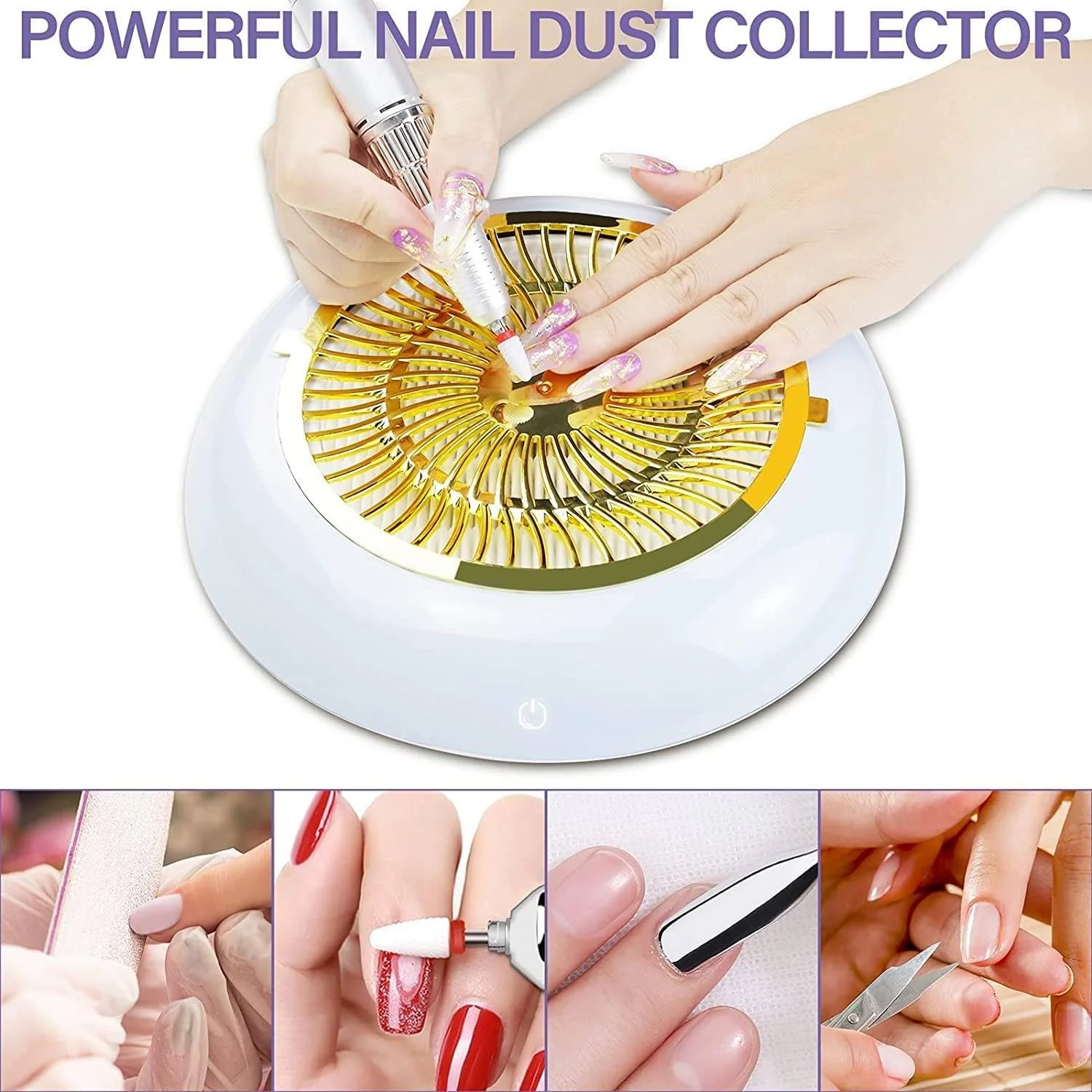 دستگاه جمع کننده گرد و غبار ناخن برونسون، مکنده قوی ناخن، پاک کننده گرد و غبار ناخن 45 واتی با 4 فن و 2 کیسه جمع آوری گرد و غبار، دستگاه مکش برقی گرد و غبار برای پولیش ناخن ژل آکریلیک، سالن ناخن