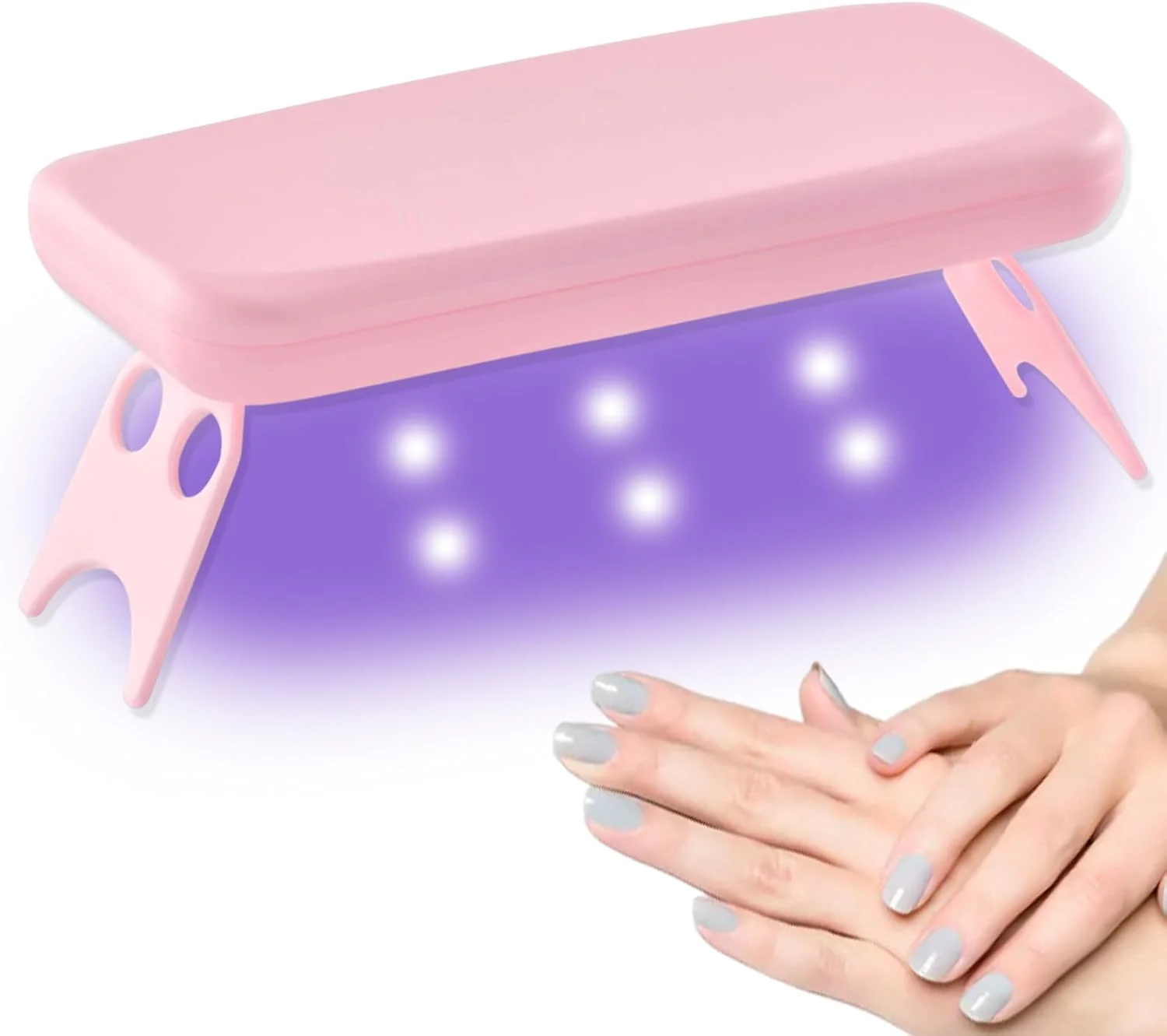 چراغ لاک خشک کن ناخن مینی، چراغ LED ناخن، چراغ های LED ناخن 6 واتی، خشک کن ژل قابل حمل، چراغ ناخن مسافرتی با منبع تغذیه USB، چراغ LED طرح موس برای مانیکور DIY در خانه/سالن (صورتی)