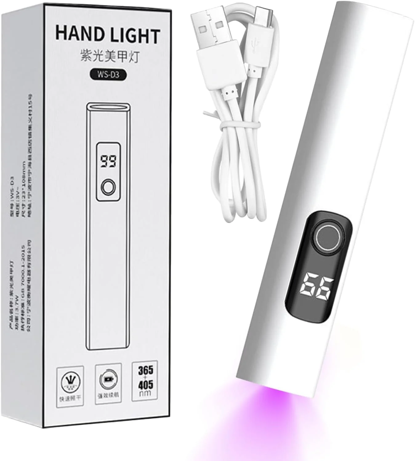 چراغ UV کوچک برای ناخن های ژلی، خشک کن لاک ژل شارژ USB | چراغ LED قابل حمل ناخن با 2 حالت زمان بندی و نمایشگر دیجیتال برای مانیکور، پدیکور، منزل، سالن، هواپیما