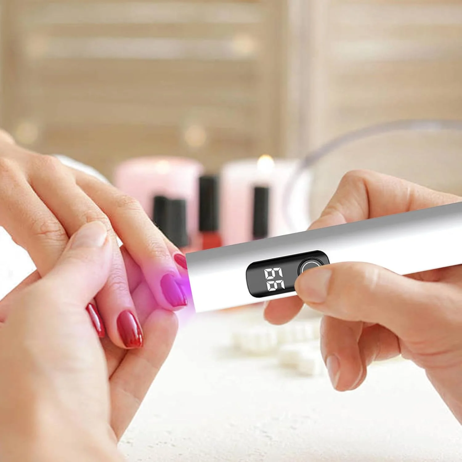 چراغ کوچک UV برای ناخن، خشک کن لاک ناخن با شارژ USB، چراغ LED ناخن با نمایشگر دیجیتال و 2 حالت زمان‌بندی برای مانیکور پدیکور استودیو سالن مسافرت کمپینگ هواپیما